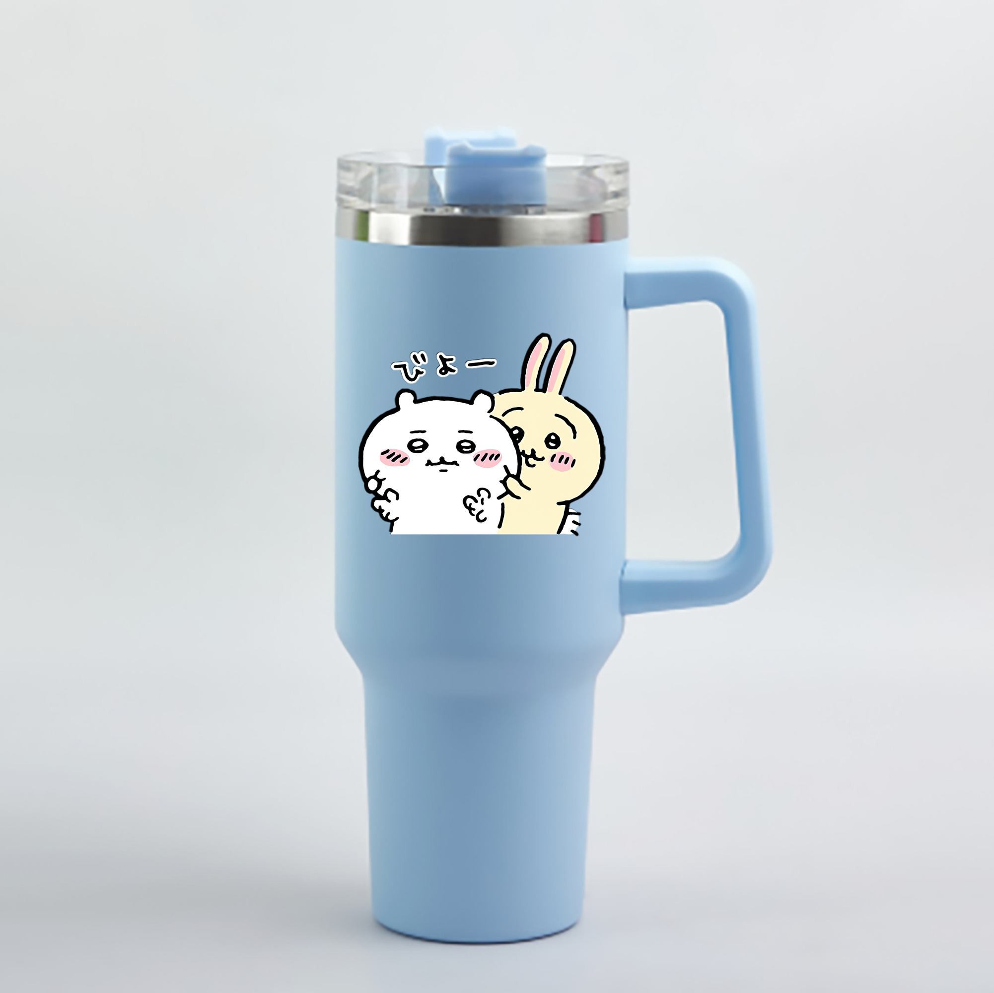 （画像用） ちいかわ うさぎ Chii-kawa usagi 1200mL車用タンブラー - クリスタルステッカー（プラスチックストロー付き）
