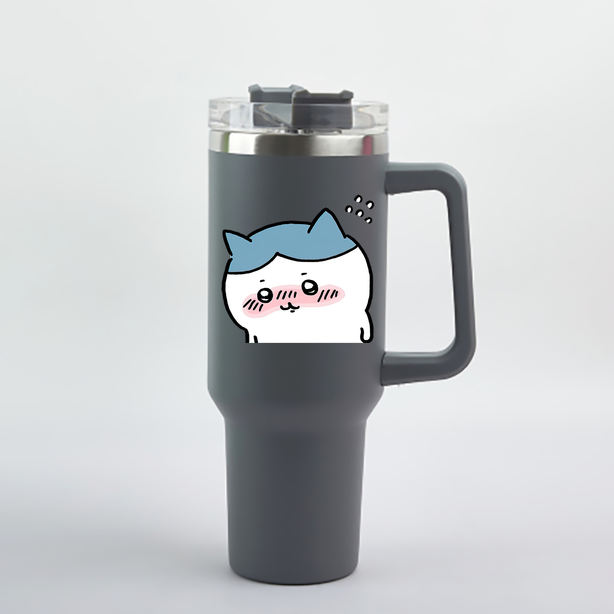 （画像用） ちいかわ ハチワレ Chii-kawa hachiware 1200mL車用タンブラー - クリスタルステッカー（プラスチックストロー付き）