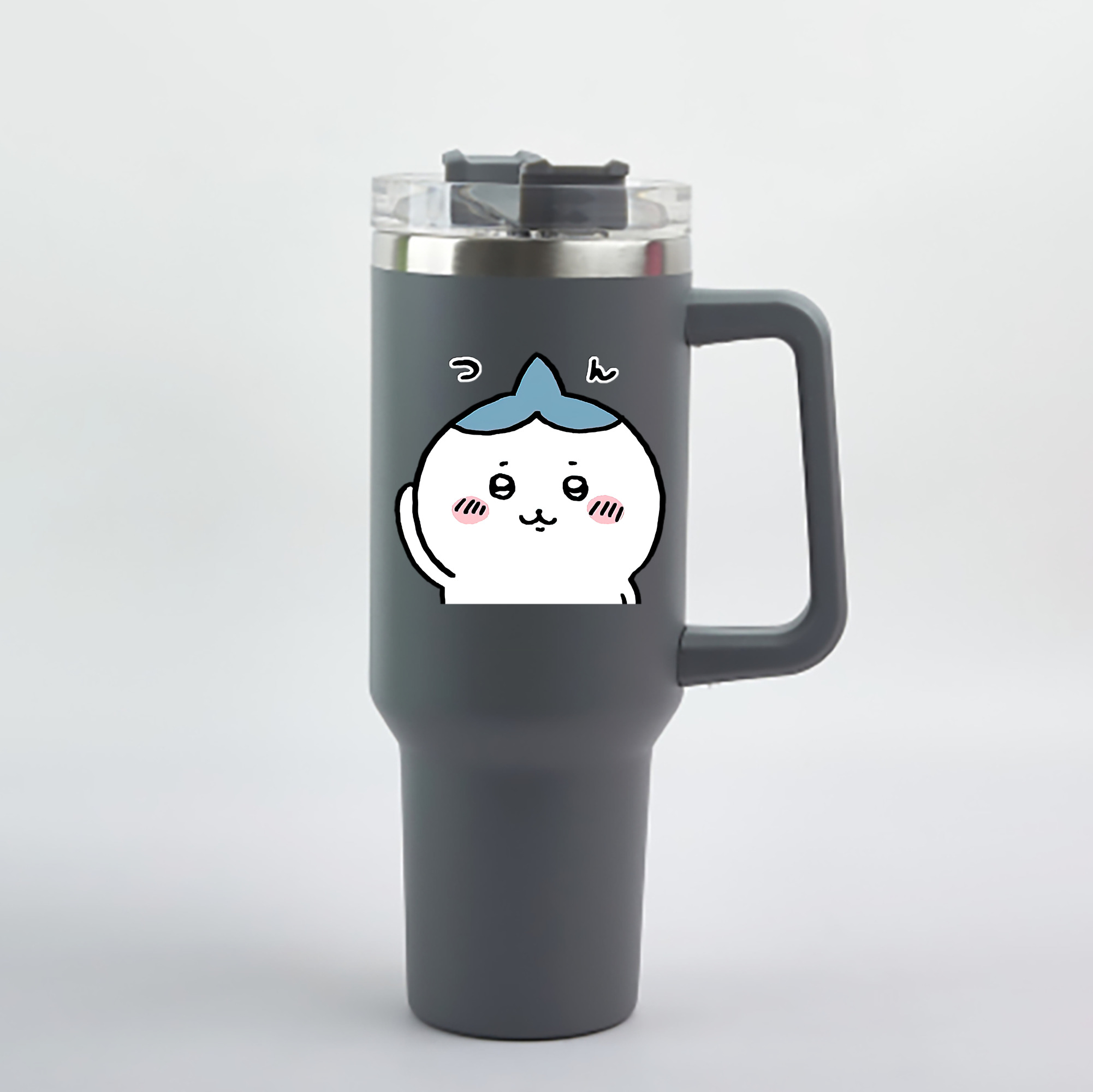 （画像用） ちいかわ ハチワレ Chii-kawa hachiware 1200mL車用タンブラー - クリスタルステッカー（プラスチックストロー付き）