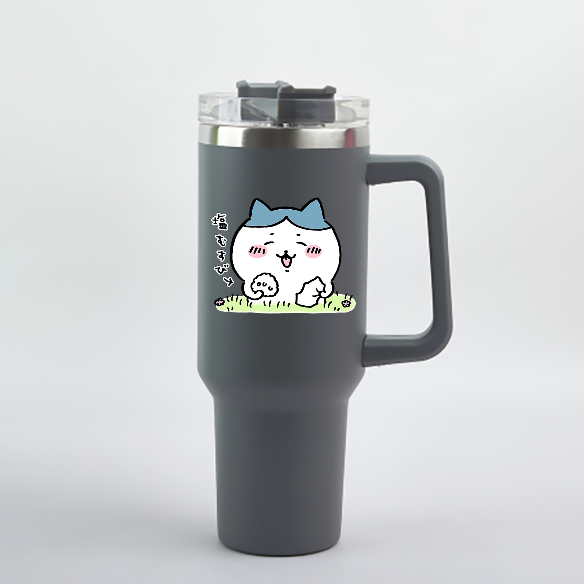 （画像用） ちいかわ ハチワレ Chii-kawa hachiware 1200mL車用タンブラー - クリスタルステッカー（プラスチックストロー付き）