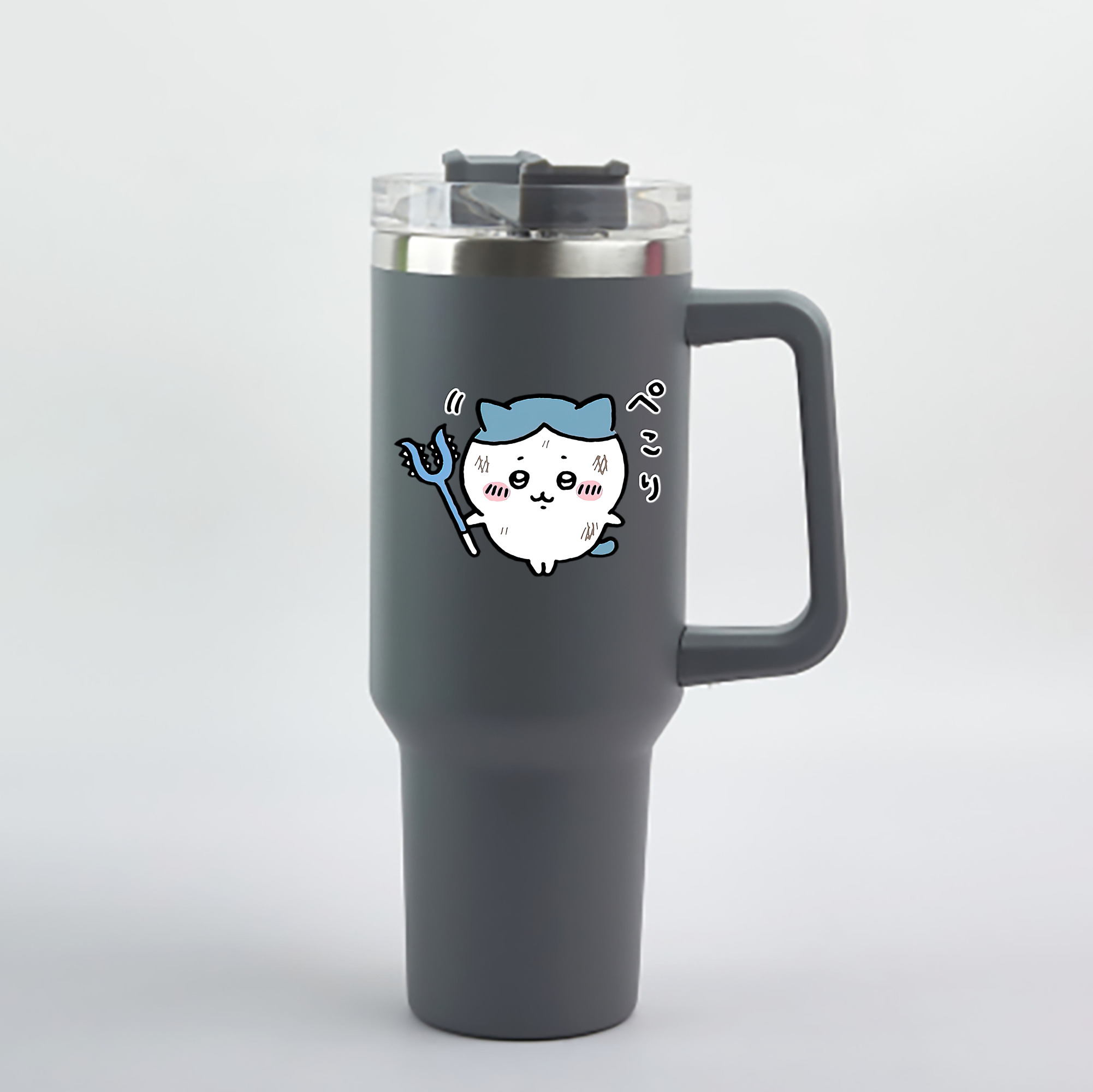 （画像用） ちいかわ ハチワレ Chii-kawa hachiware 1200mL車用タンブラー - クリスタルステッカー（プラスチックストロー付き）