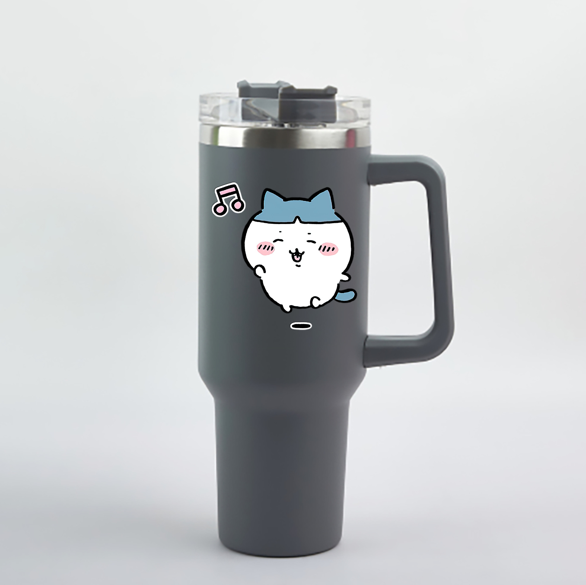 （画像用） ちいかわ ハチワレ Chii-kawa hachiware 1200mL車用タンブラー - クリスタルステッカー（プラスチックストロー付き）