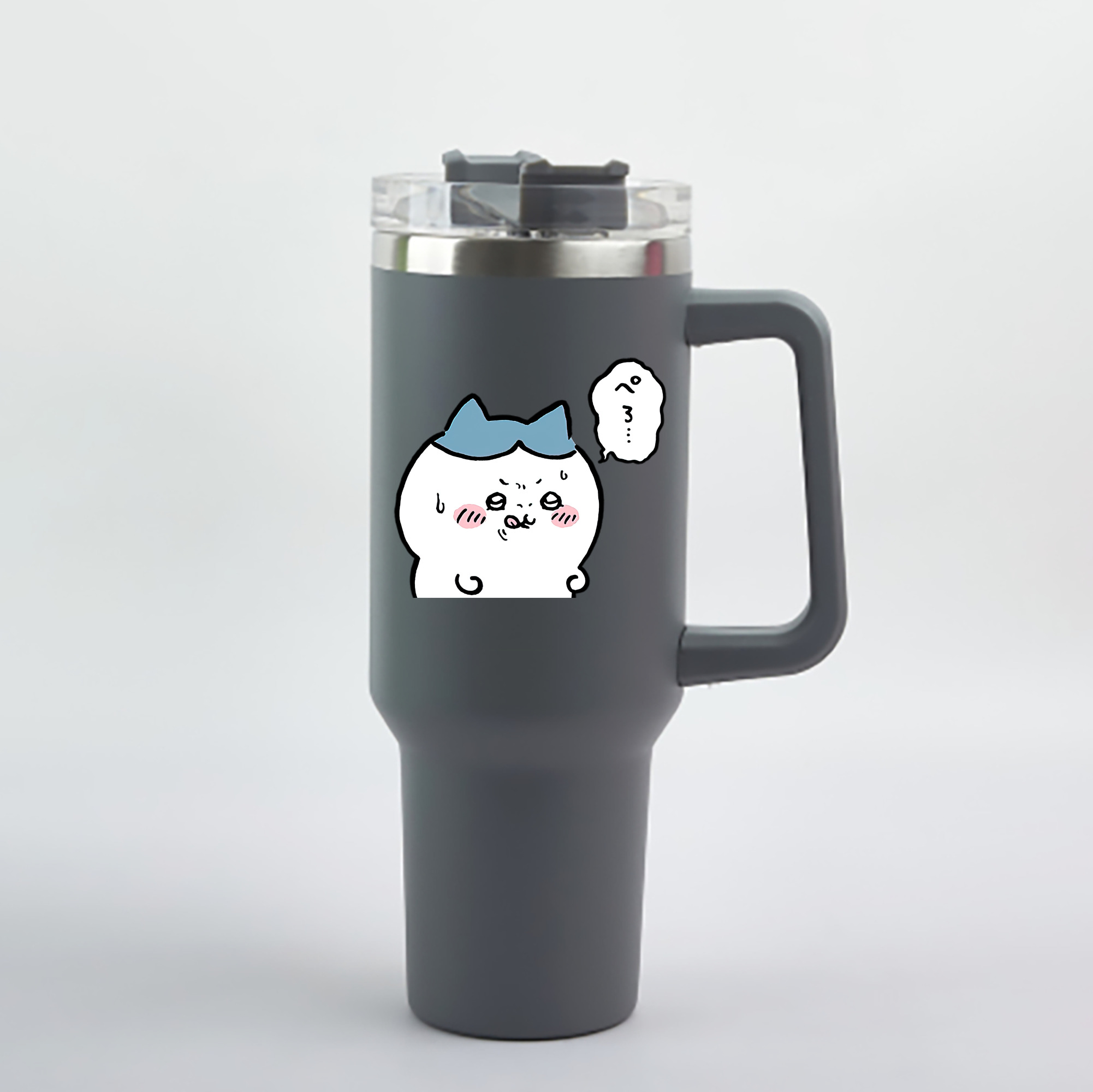 （画像用） ちいかわ ハチワレ Chii-kawa hachiware 1200mL車用タンブラー - クリスタルステッカー（プラスチックストロー付き）