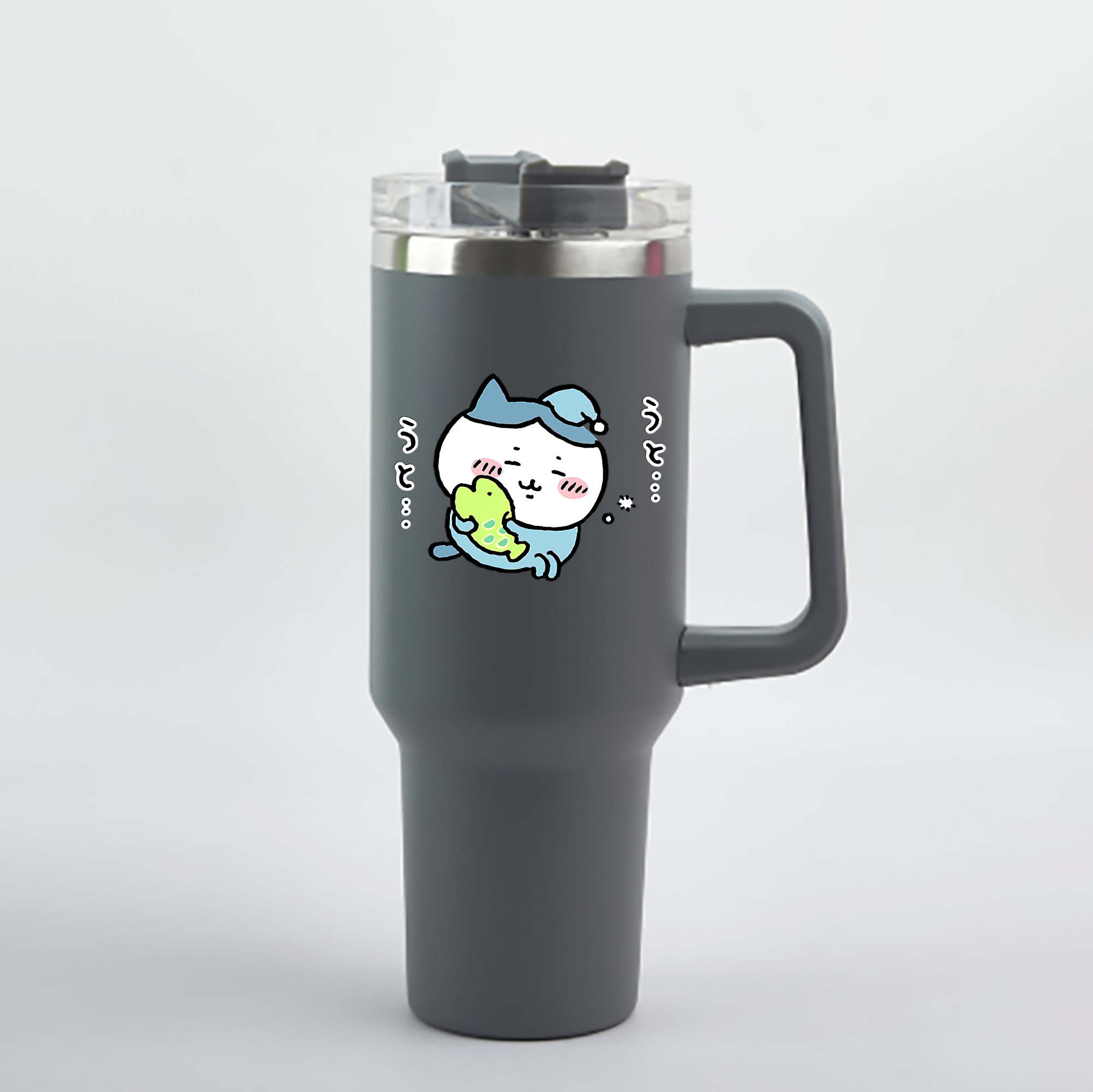 （画像用） ちいかわ ハチワレ Chii-kawa hachiware 1200mL車用タンブラー - クリスタルステッカー（プラスチックストロー付き）