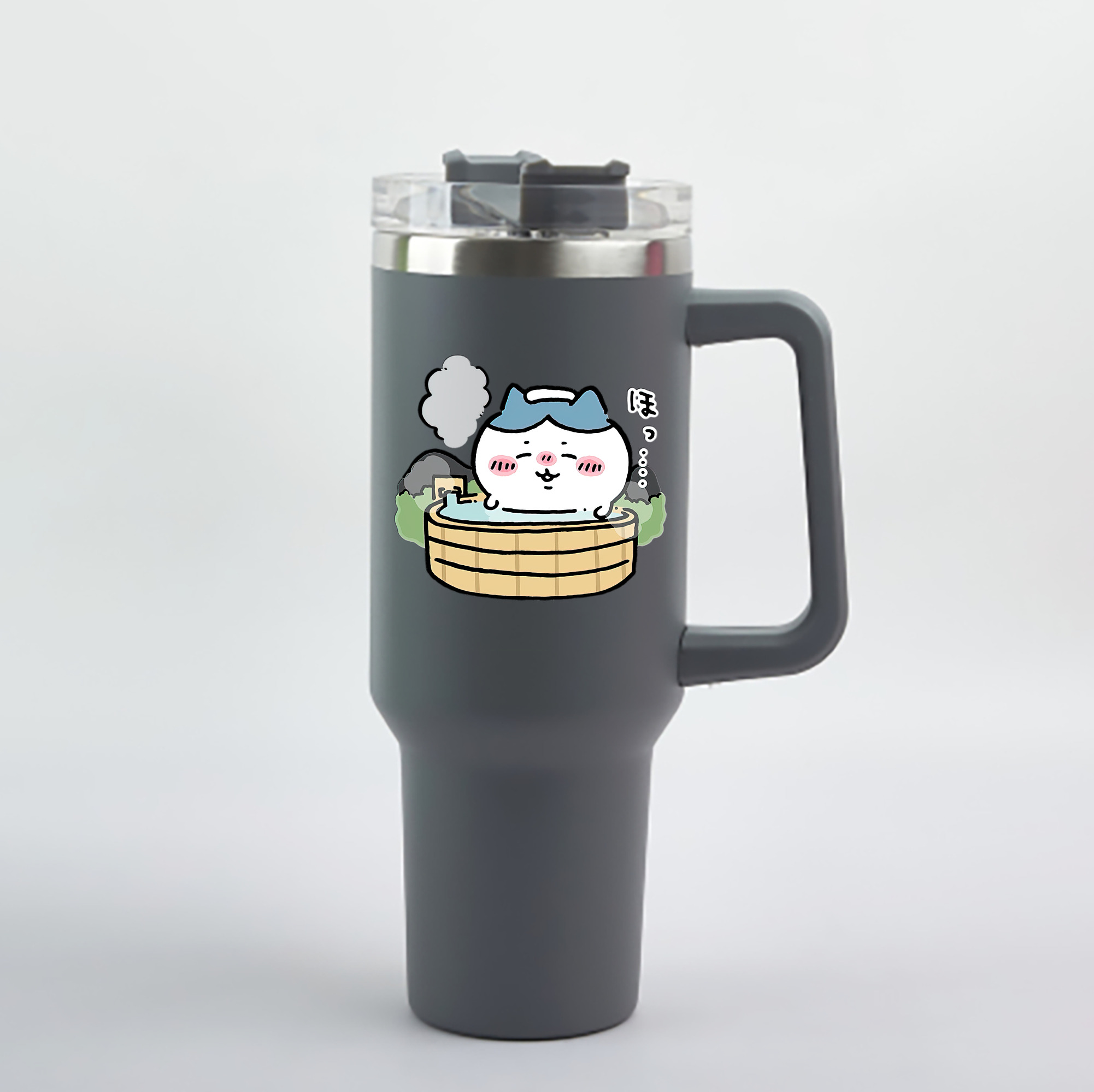 （画像用） ちいかわ ハチワレ Chii-kawa hachiware 1200mL車用タンブラー - クリスタルステッカー（プラスチックストロー付き）