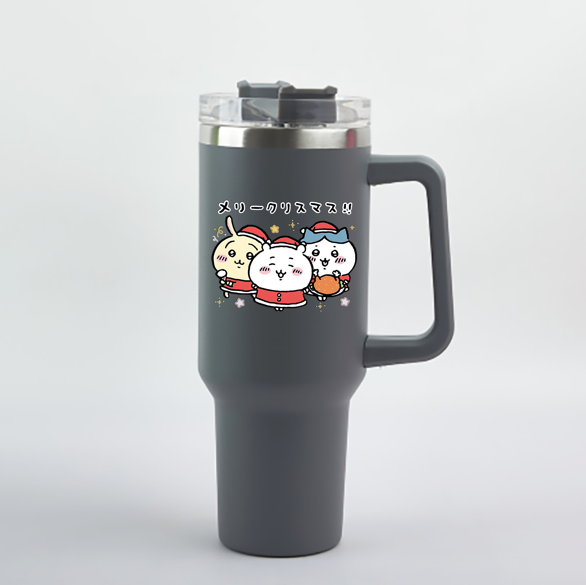 （画像用） ちいかわ ハチワレ Chii-kawa hachiware 1200mL車用タンブラー - クリスタルステッカー（プラスチックストロー付き）