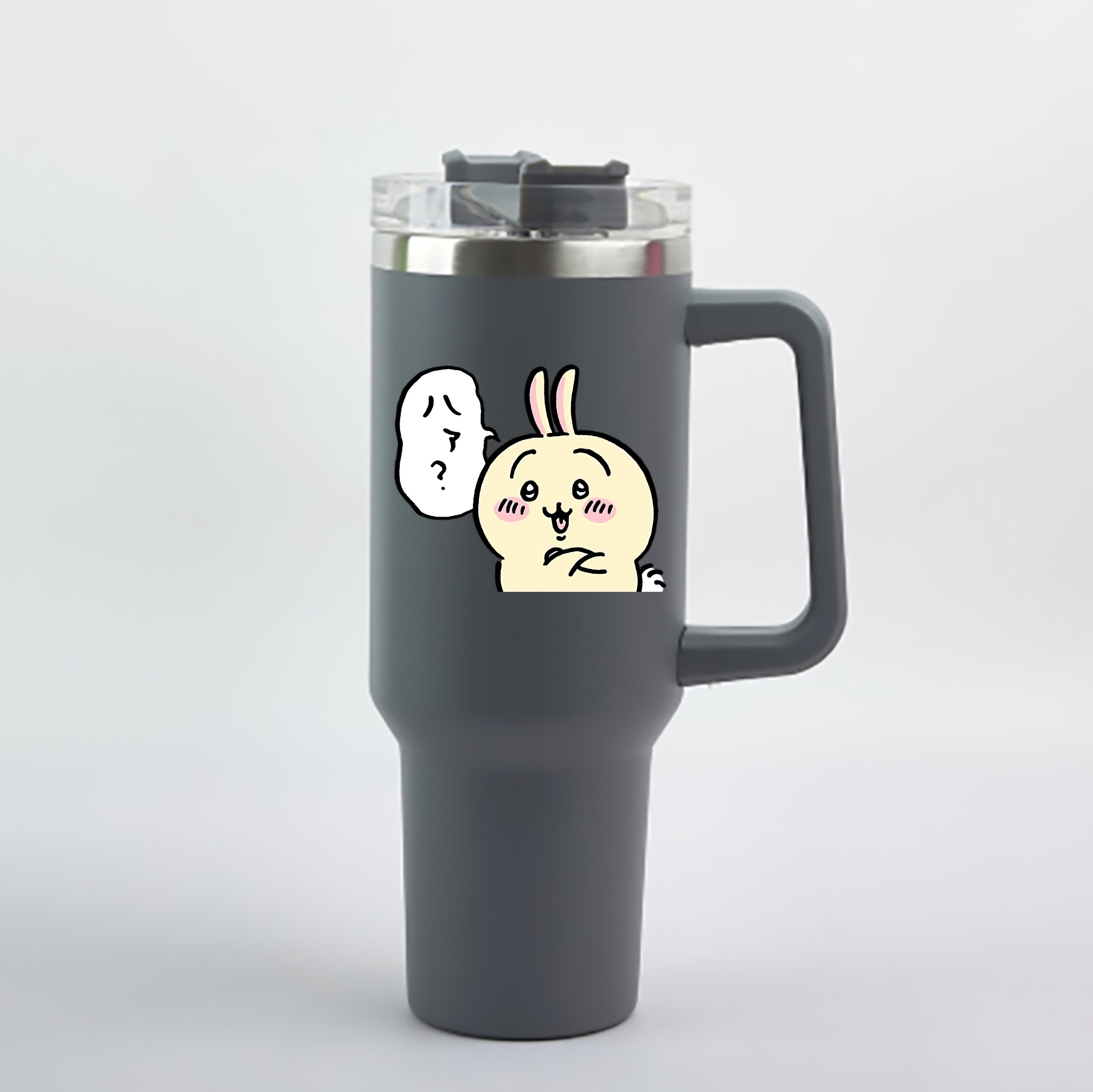 （画像用） ちいかわ うさぎ Chii-kawa usagi 1200mL車用タンブラー - クリスタルステッカー（プラスチックストロー付き）