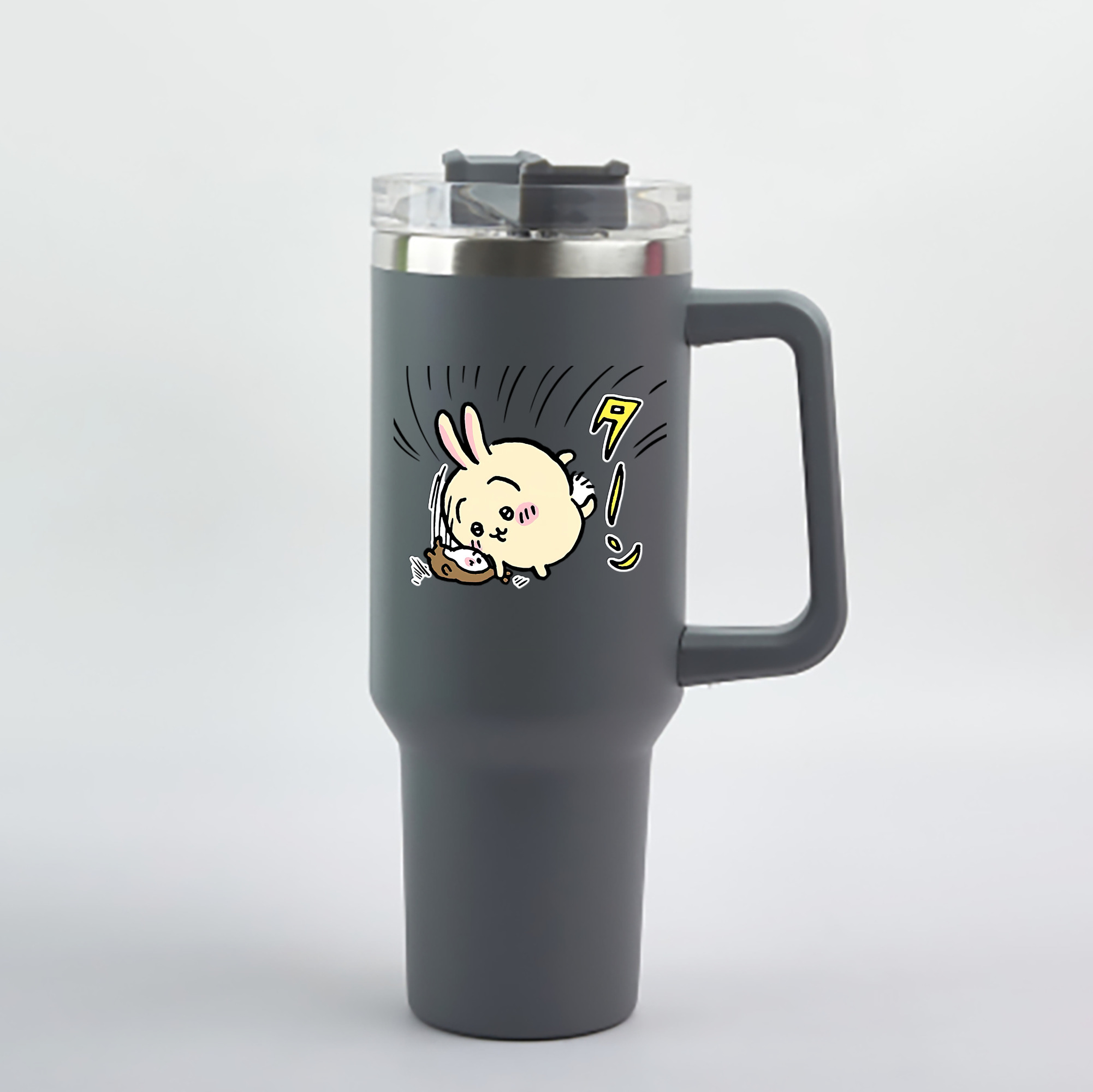 （画像用） ちいかわ うさぎ Chii-kawa usagi 1200mL車用タンブラー - クリスタルステッカー（プラスチックストロー付き）