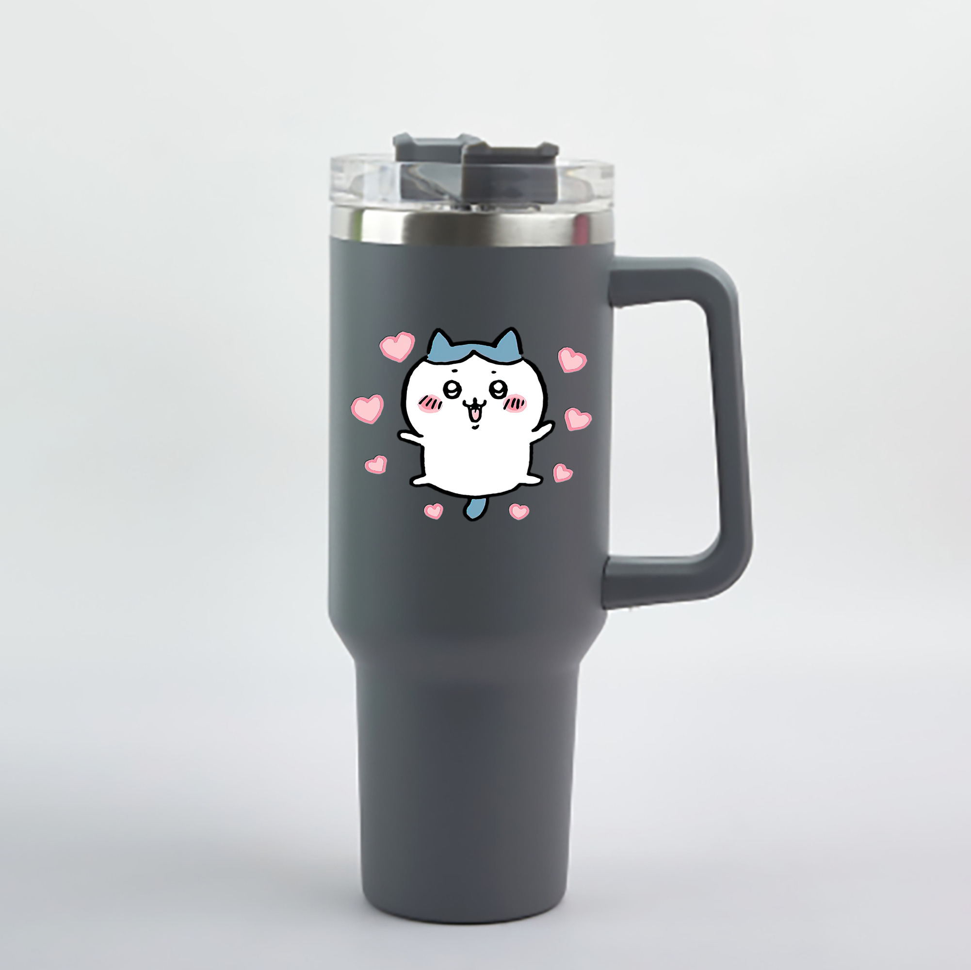 （画像用） ちいかわ ハチワレ Chii-kawa hachiware 1200mL車用タンブラー - クリスタルステッカー（プラスチックストロー付き）