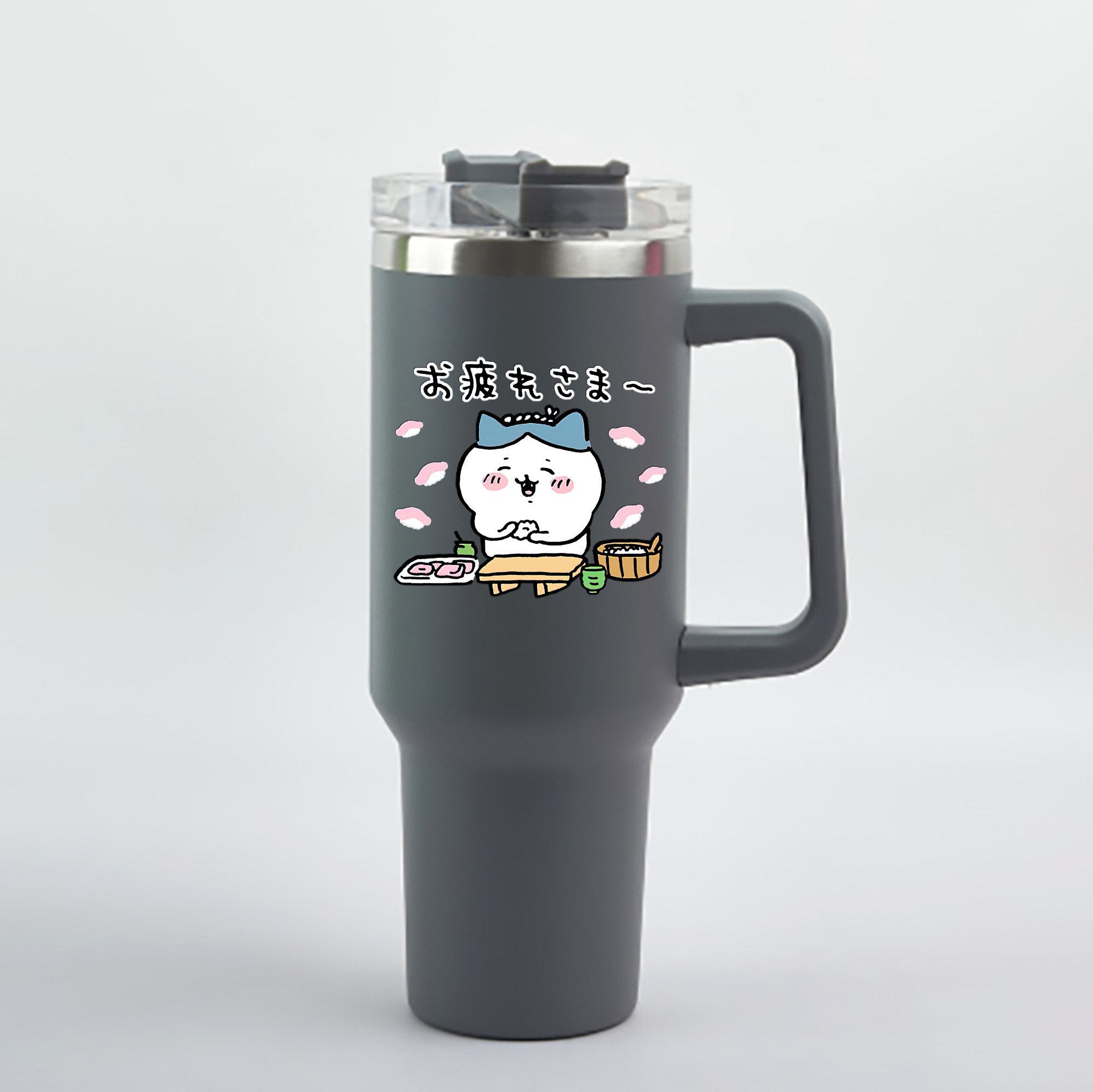 （画像用） ちいかわ ハチワレ Chii-kawa hachiware 1200mL車用タンブラー - クリスタルステッカー（プラスチックストロー付き）