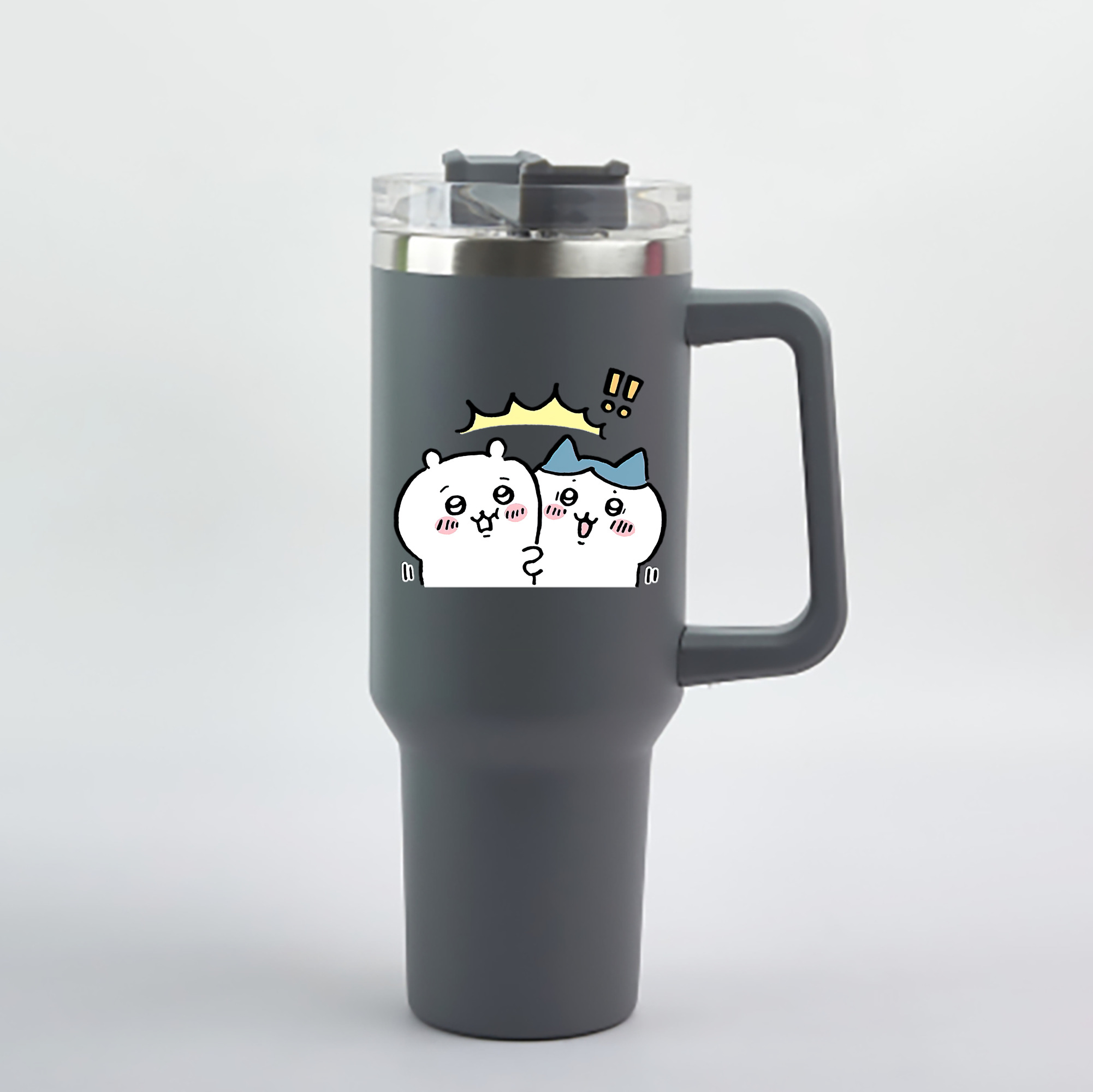 （画像用） ちいかわ ハチワレ Chii-kawa hachiware 1200mL車用タンブラー - クリスタルステッカー（プラスチックストロー付き）