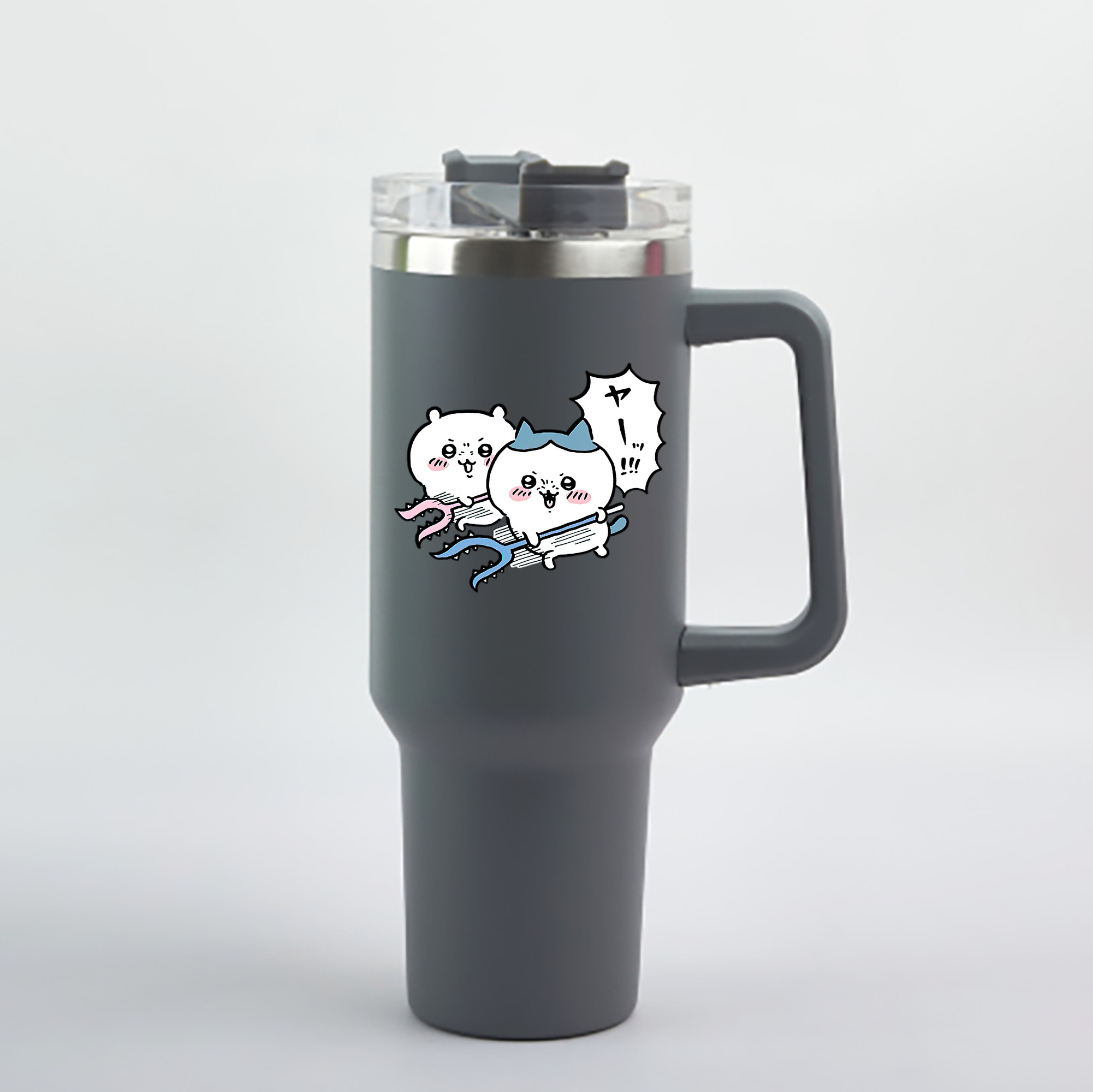 （画像用） ちいかわ ハチワレ Chii-kawa hachiware 1200mL車用タンブラー - クリスタルステッカー（プラスチックストロー付き）