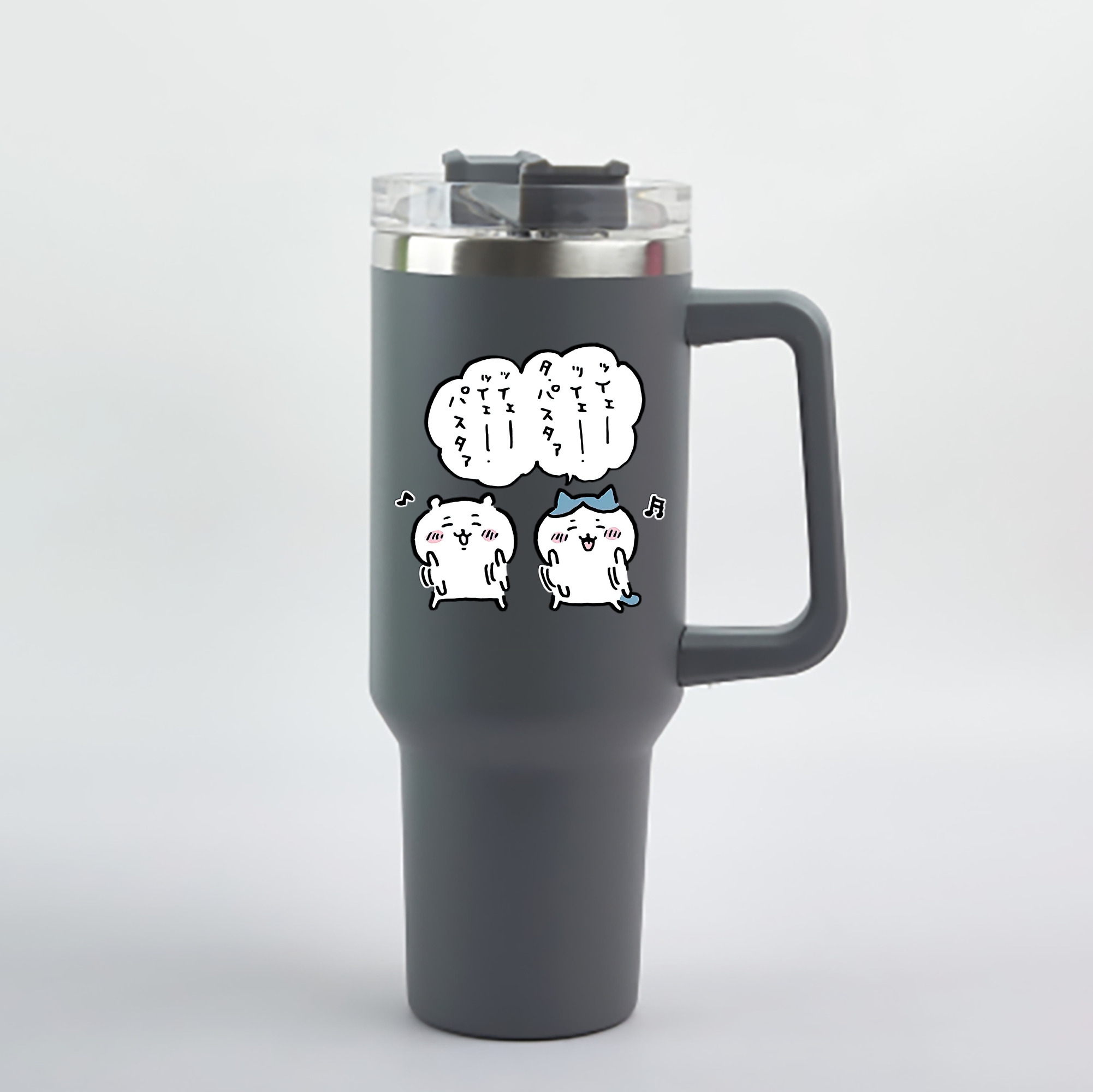 （画像用） ちいかわ ハチワレ Chii-kawa hachiware 1200mL車用タンブラー - クリスタルステッカー（プラスチックストロー付き）