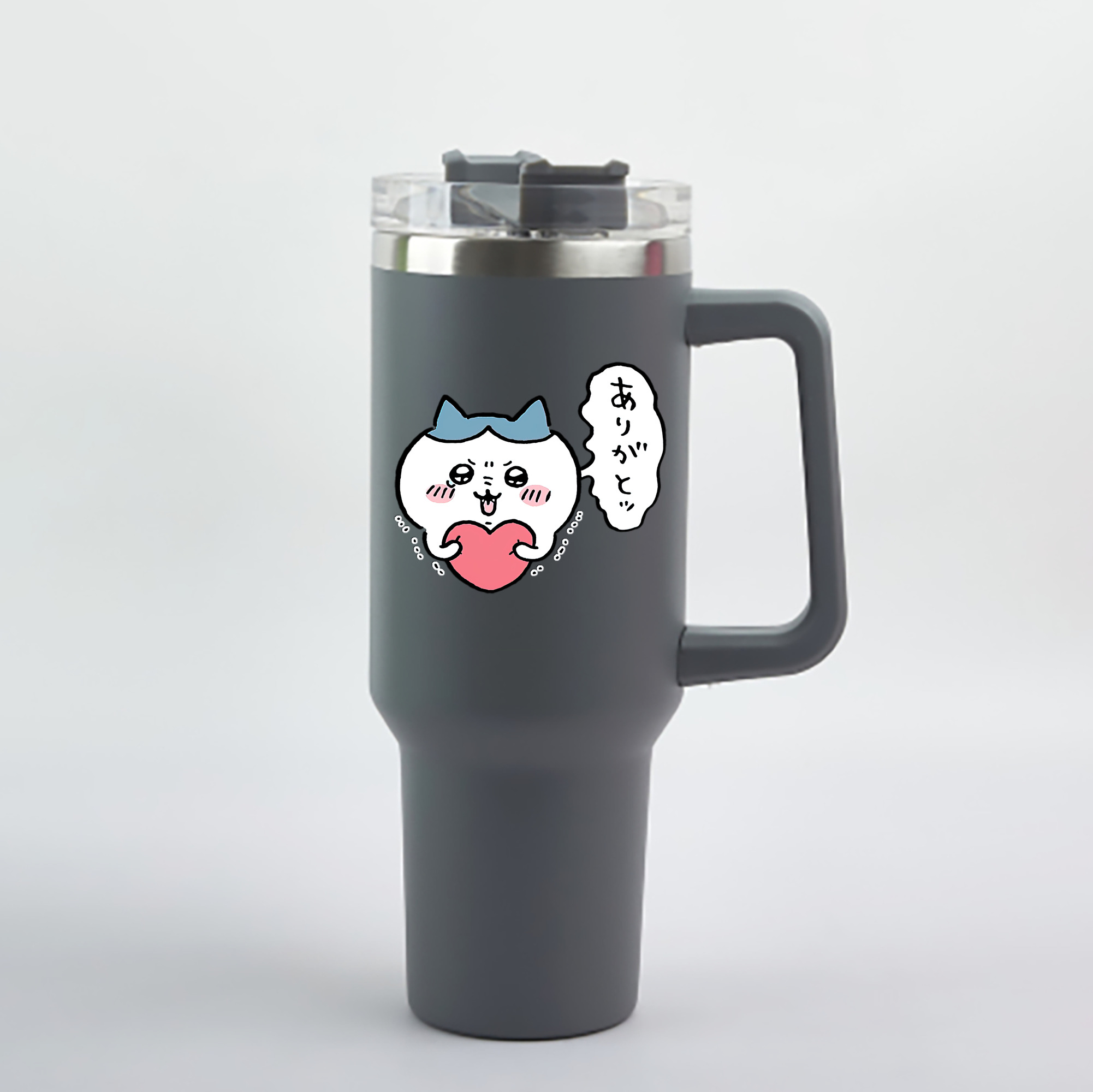 （画像用） ちいかわ ハチワレ Chii-kawa hachiware 1200mL車用タンブラー - クリスタルステッカー（プラスチックストロー付き）