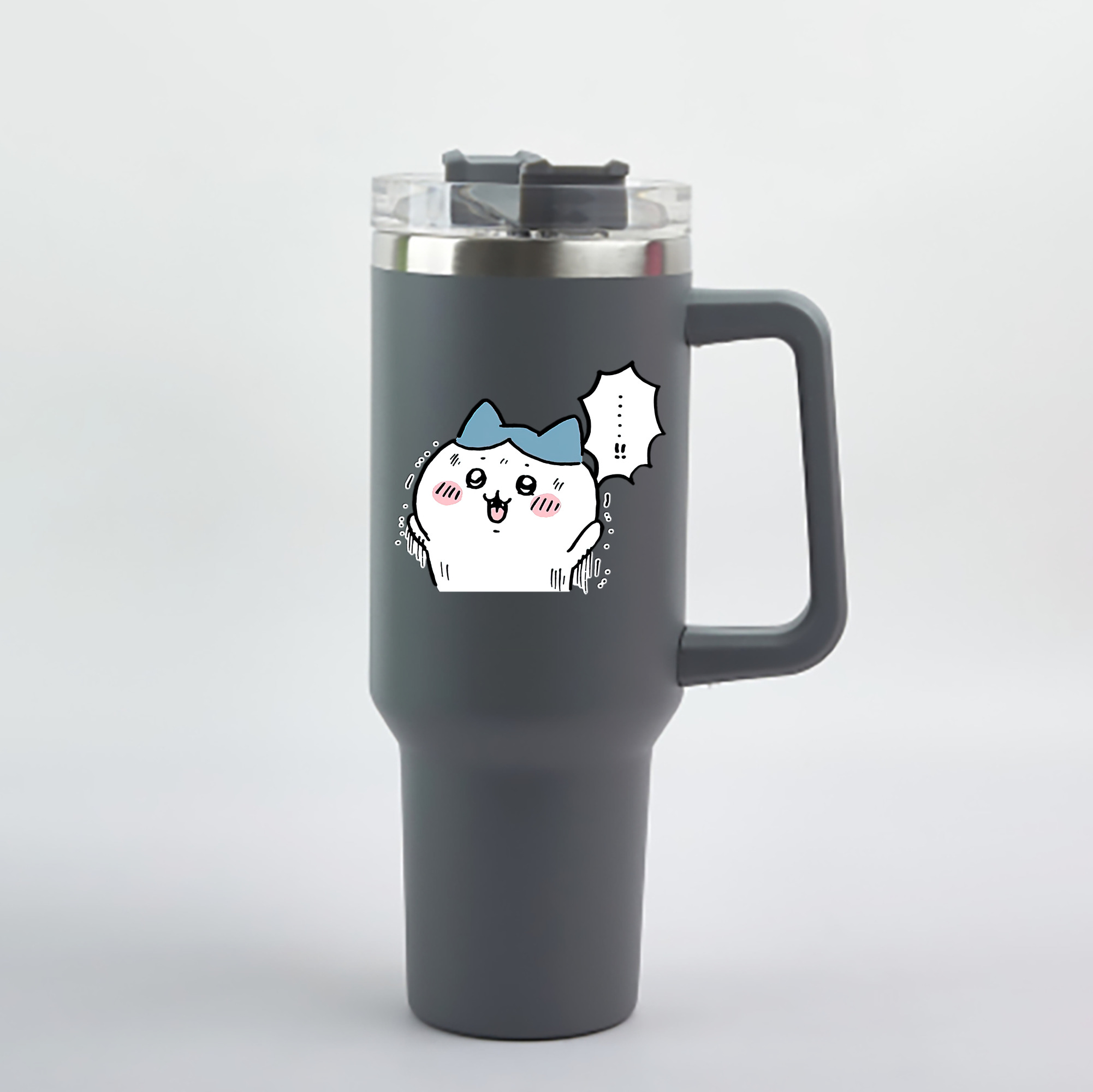 （画像用） ちいかわ ハチワレ Chii-kawa hachiware 1200mL車用タンブラー - クリスタルステッカー（プラスチックストロー付き）