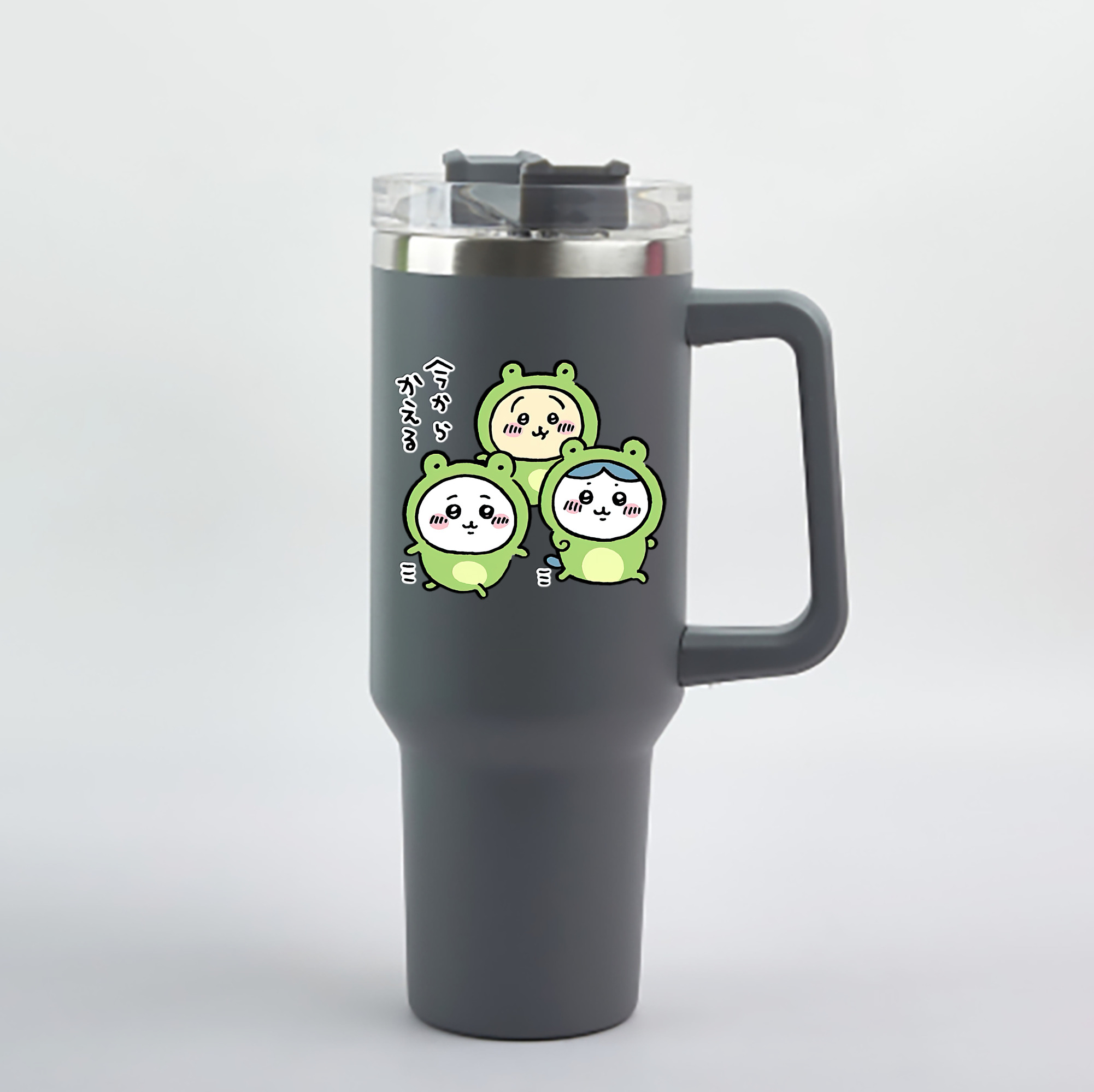 （画像用） ちいかわ ハチワレ Chii-kawa hachiware 1200mL車用タンブラー - クリスタルステッカー（プラスチックストロー付き）