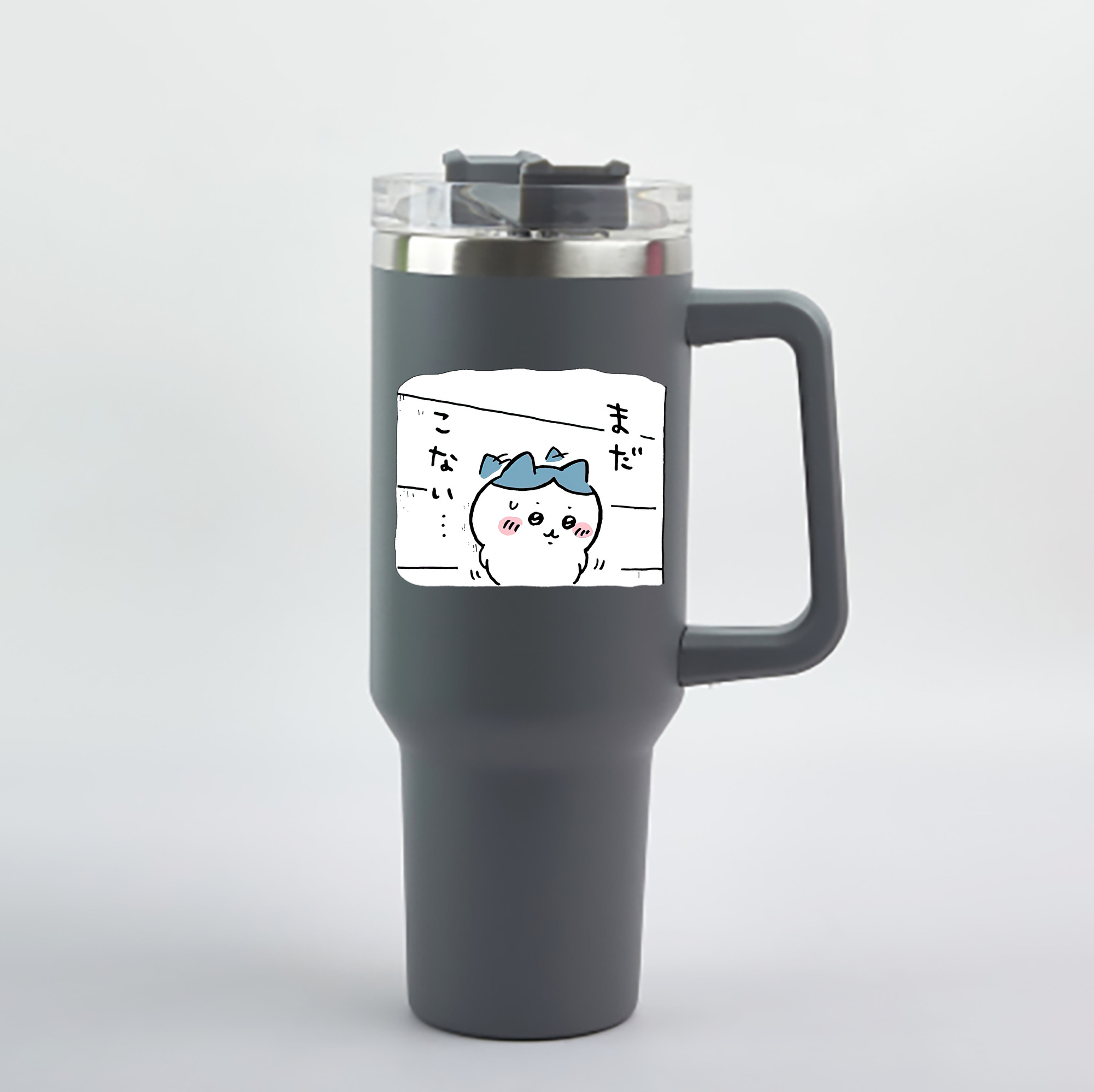 （画像用） ちいかわ ハチワレ Chii-kawa hachiware 1200mL車用タンブラー - クリスタルステッカー（プラスチックストロー付き）