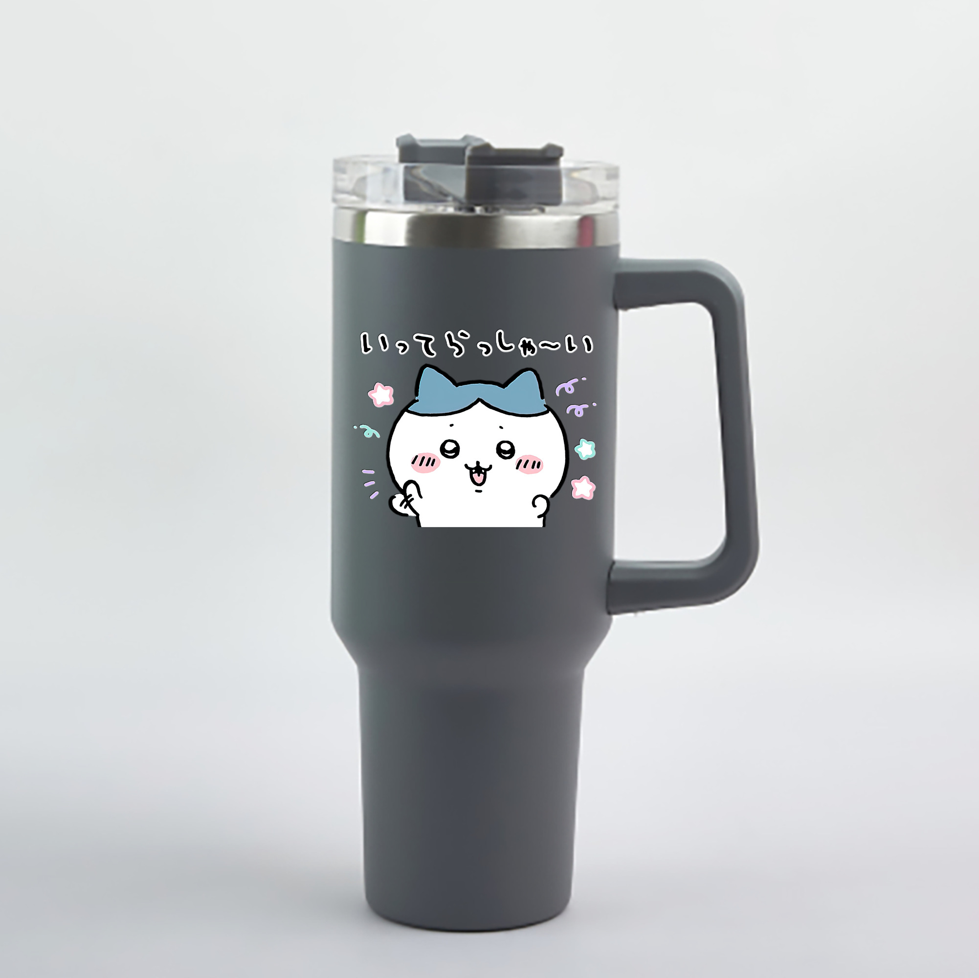 （画像用） ちいかわ ハチワレ Chii-kawa hachiware 1200mL車用タンブラー - クリスタルステッカー（プラスチックストロー付き）