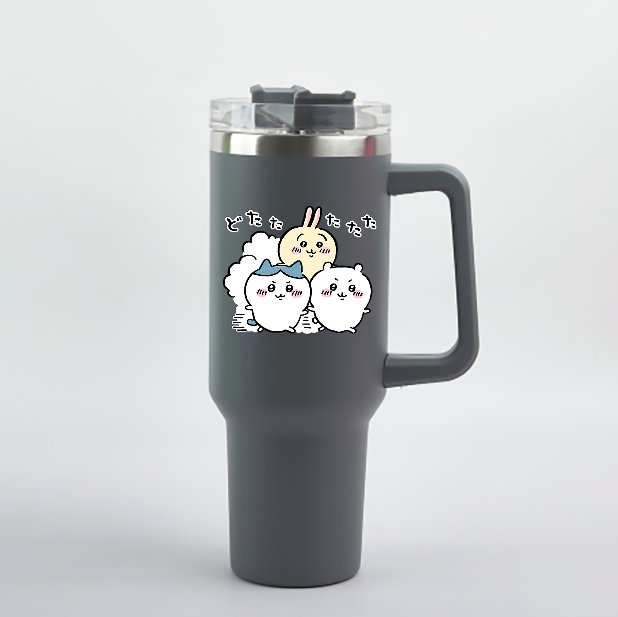 （画像用） ちいかわ ハチワレ Chii-kawa hachiware 1200mL車用タンブラー - クリスタルステッカー（プラスチックストロー付き）