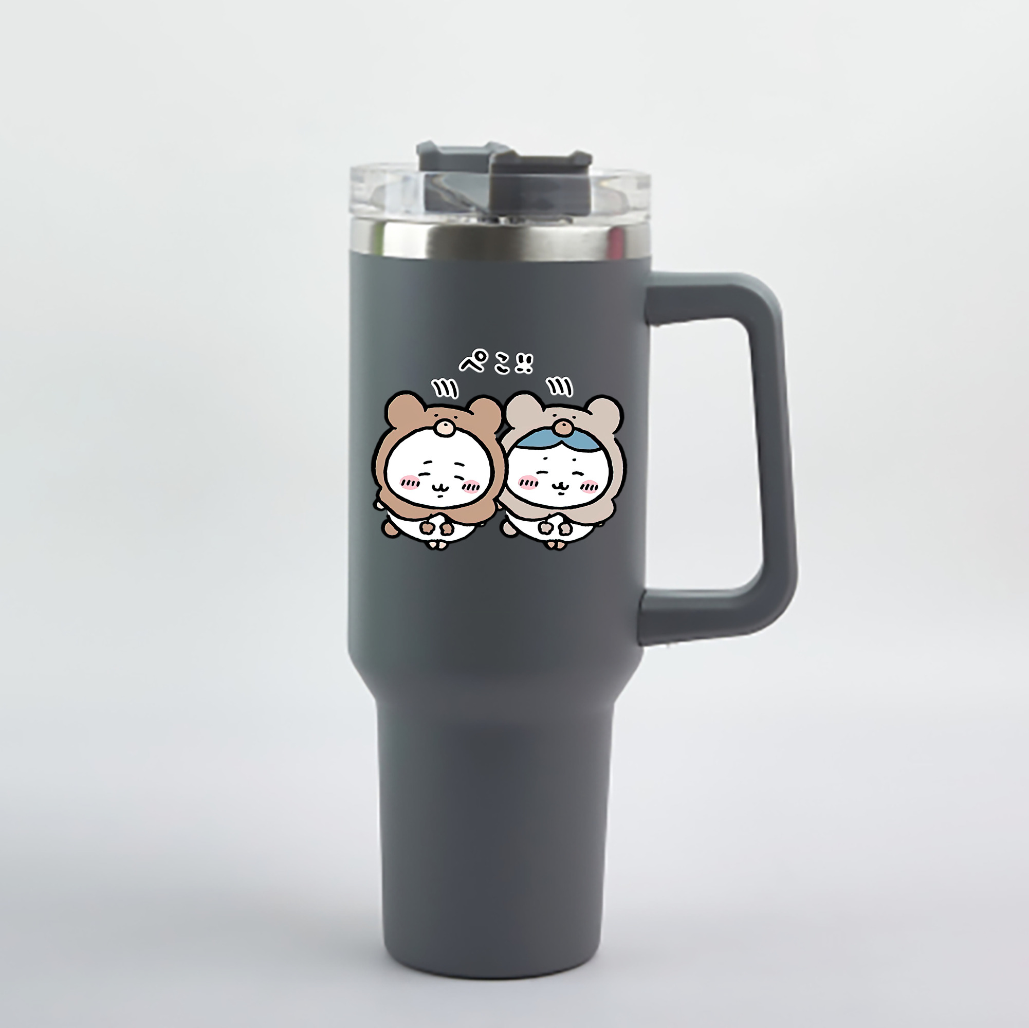 （画像用） ちいかわ ハチワレ Chii-kawa hachiware 1200mL車用タンブラー - クリスタルステッカー（プラスチックストロー付き）