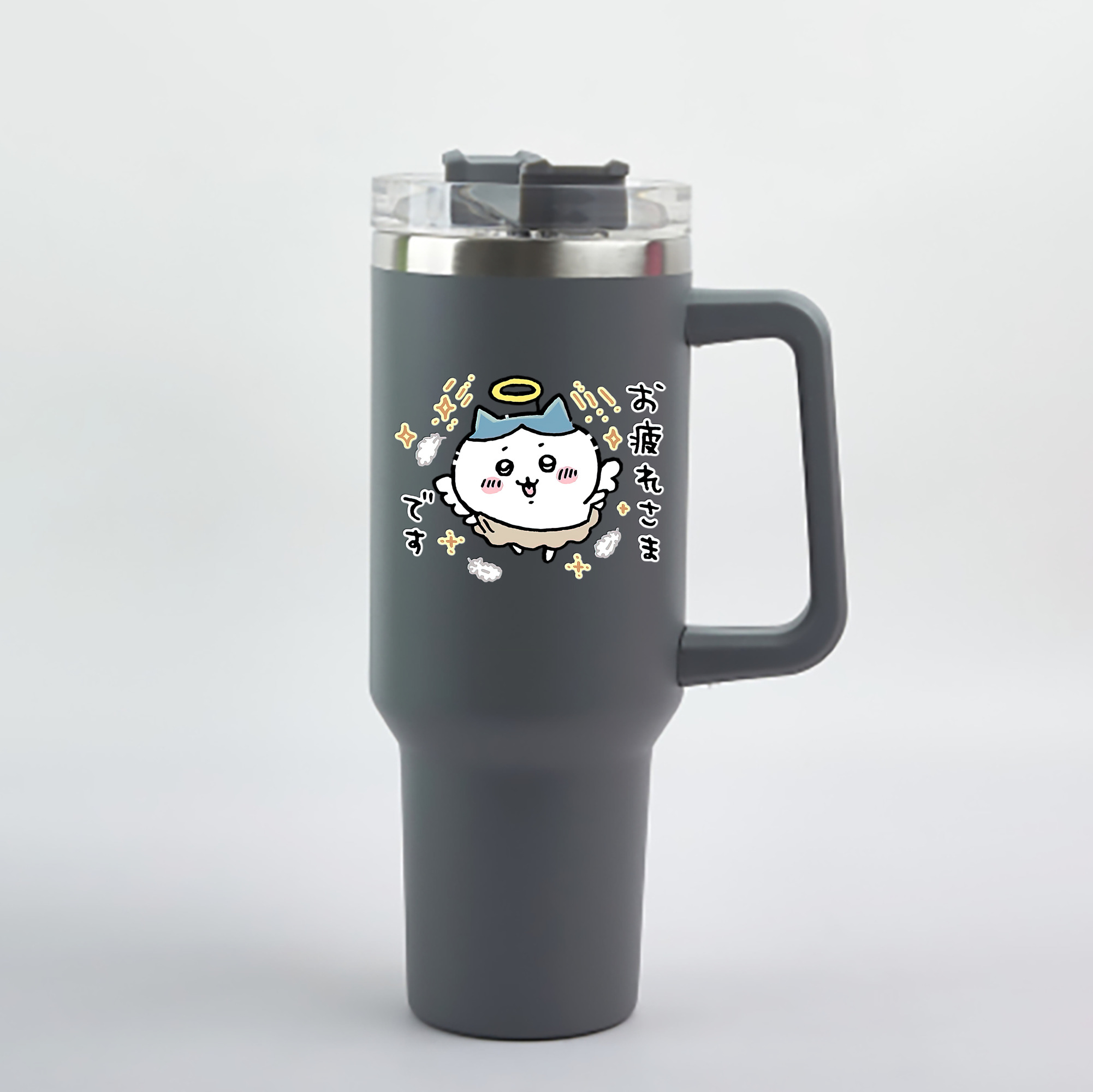 （画像用） ちいかわ ハチワレ Chii-kawa hachiware 1200mL車用タンブラー - クリスタルステッカー（プラスチックストロー付き）