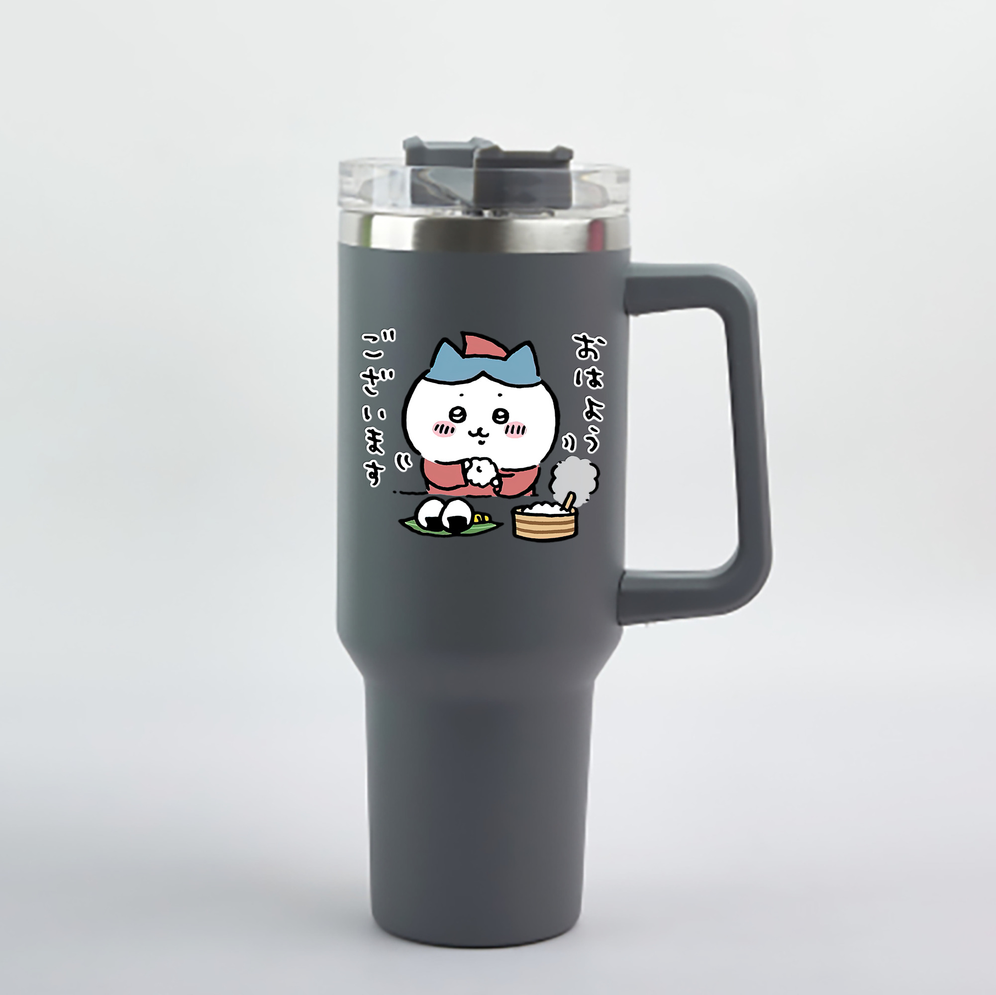 （画像用） ちいかわ ハチワレ Chii-kawa hachiware 1200mL車用タンブラー - クリスタルステッカー（プラスチックストロー付き）