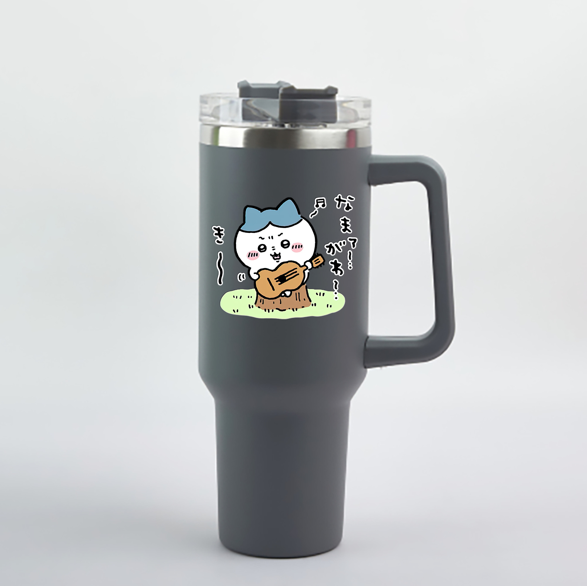 （画像用） ちいかわ ハチワレ Chii-kawa hachiware 1200mL車用タンブラー - クリスタルステッカー（プラスチックストロー付き）
