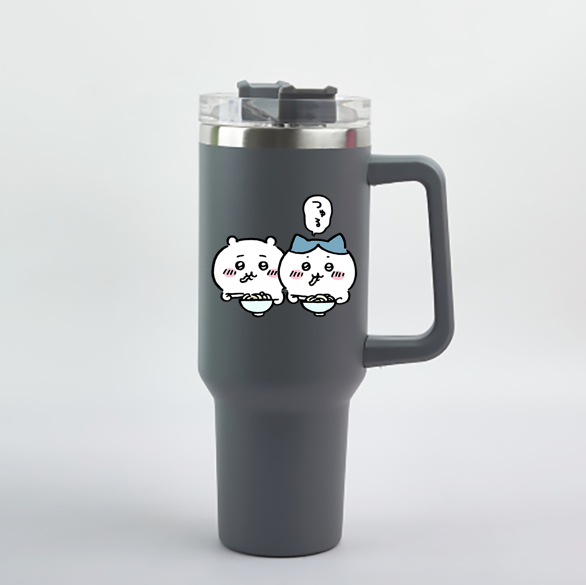 （画像用） ちいかわ ハチワレ Chii-kawa hachiware 1200mL車用タンブラー - クリスタルステッカー（プラスチックストロー付き）