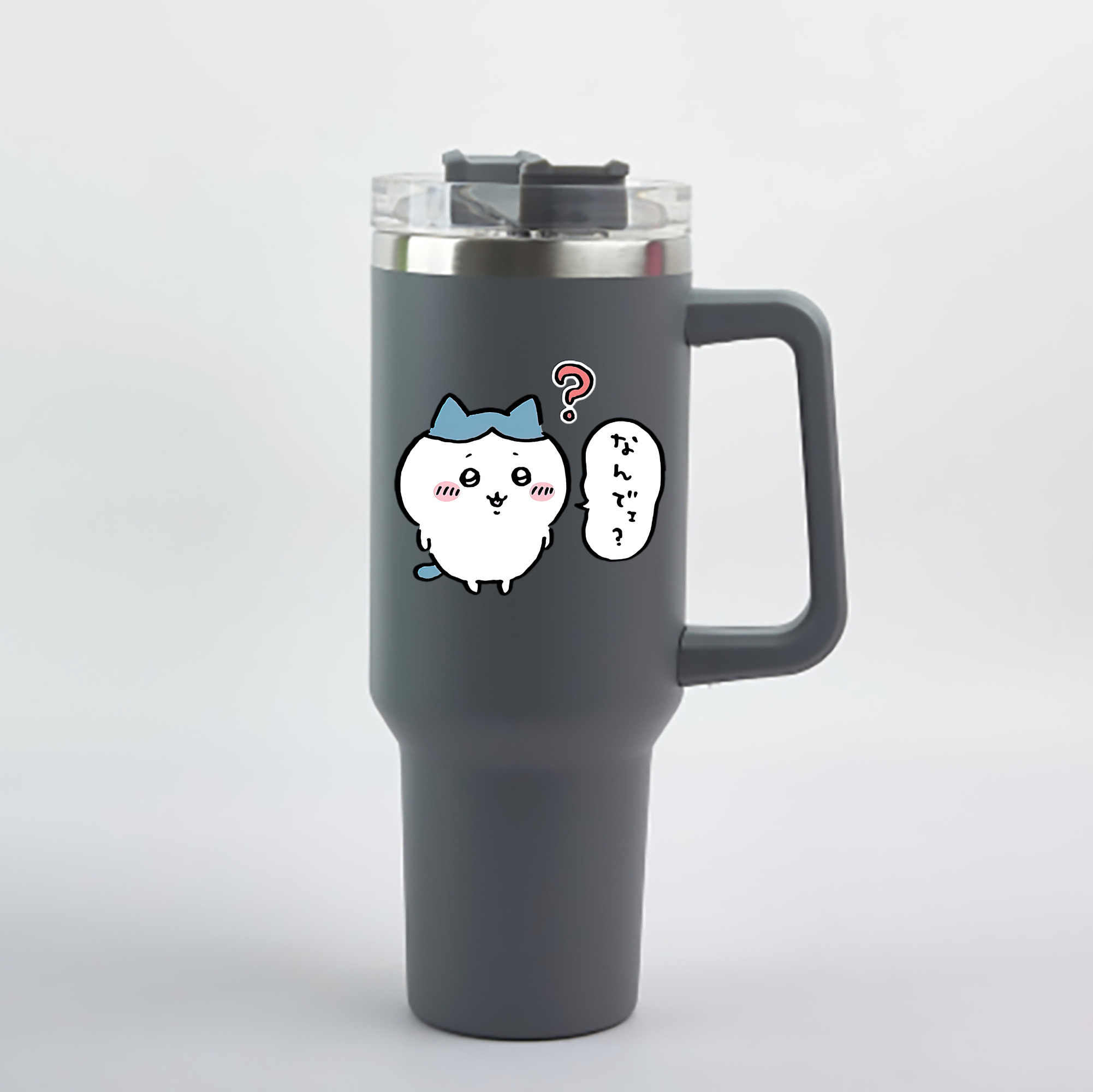 （画像用） ちいかわ ハチワレ Chii-kawa hachiware 1200mL車用タンブラー - クリスタルステッカー（プラスチックストロー付き）