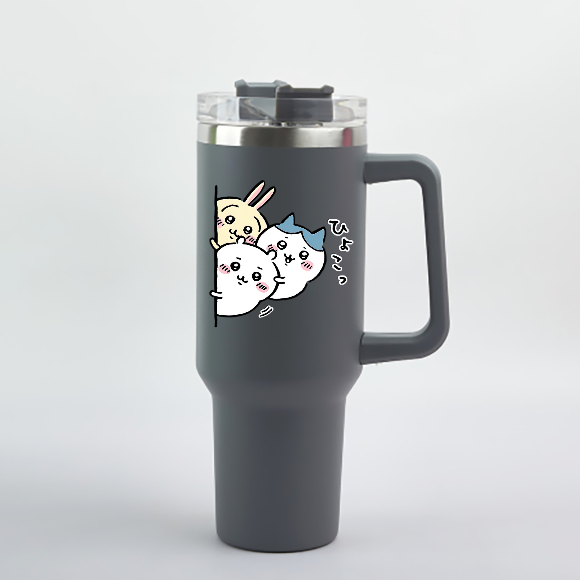 （画像用） ちいかわ うさぎ Chii-kawa usagi 1200mL車用タンブラー - クリスタルステッカー（プラスチックストロー付き）