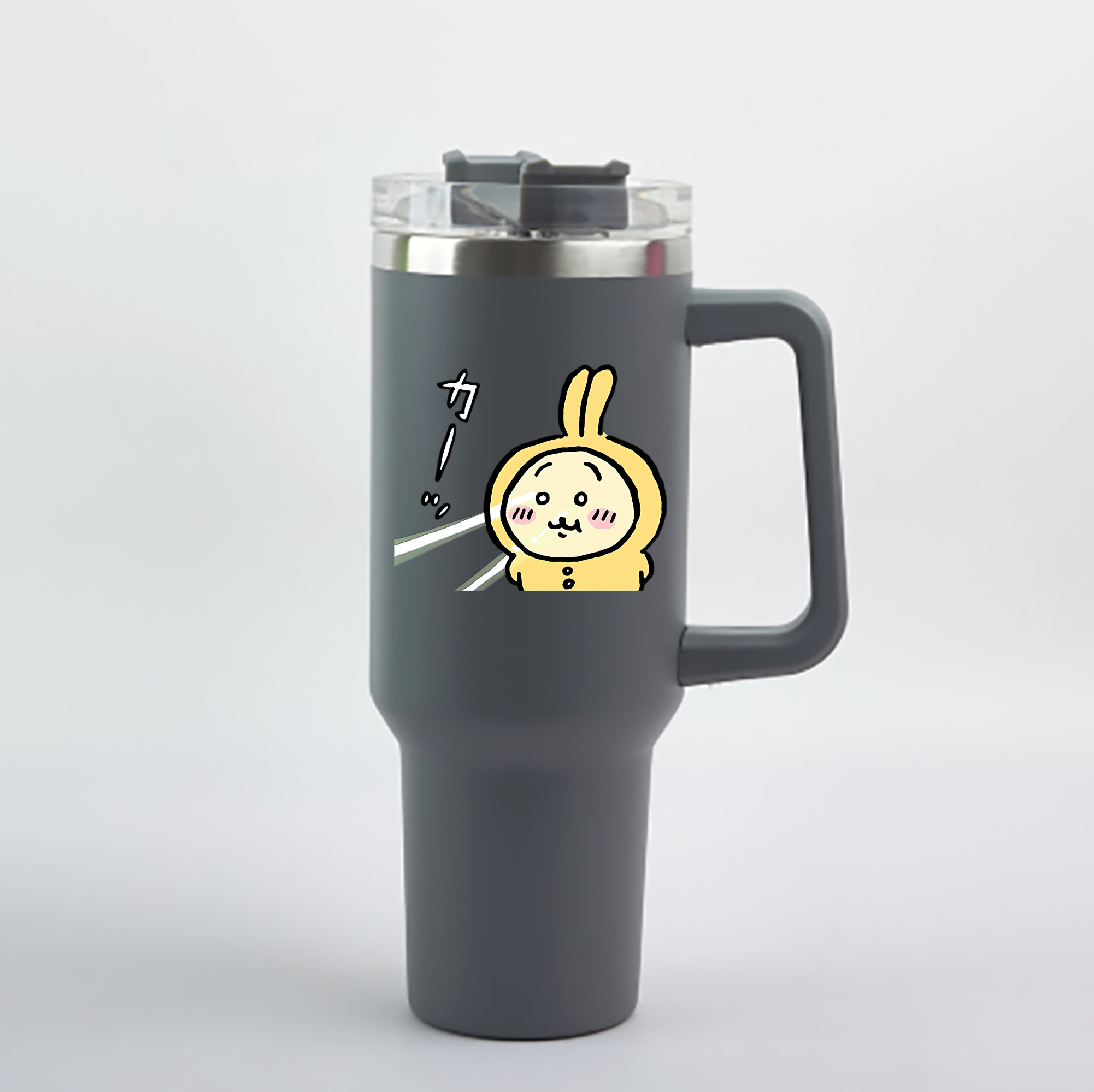 （画像用） ちいかわ うさぎ Chii-kawa usagi 1200mL車用タンブラー - クリスタルステッカー（プラスチックストロー付き）