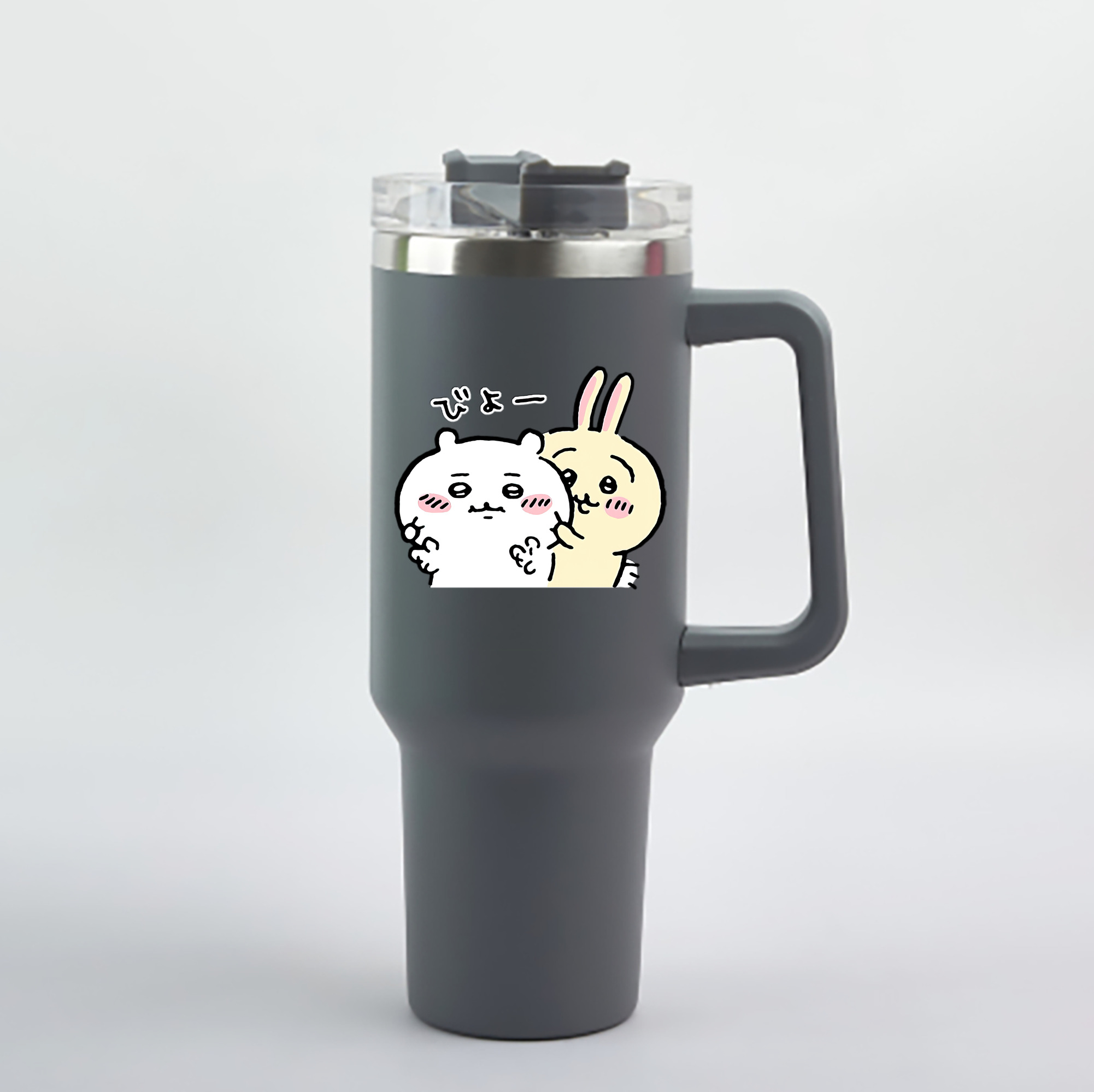 （画像用） ちいかわ うさぎ Chii-kawa usagi 1200mL車用タンブラー - クリスタルステッカー（プラスチックストロー付き）