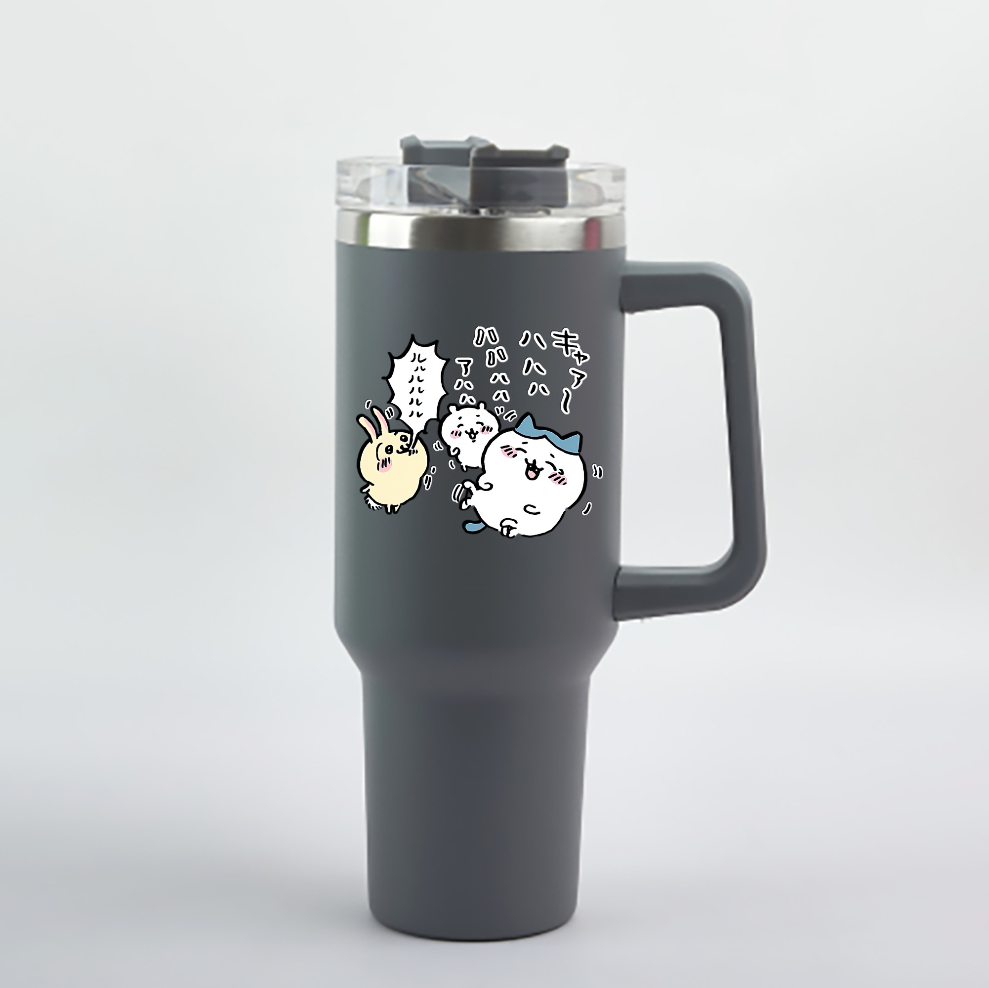 （画像用） ちいかわ うさぎ Chii-kawa usagi 1200mL車用タンブラー - クリスタルステッカー（プラスチックストロー付き）