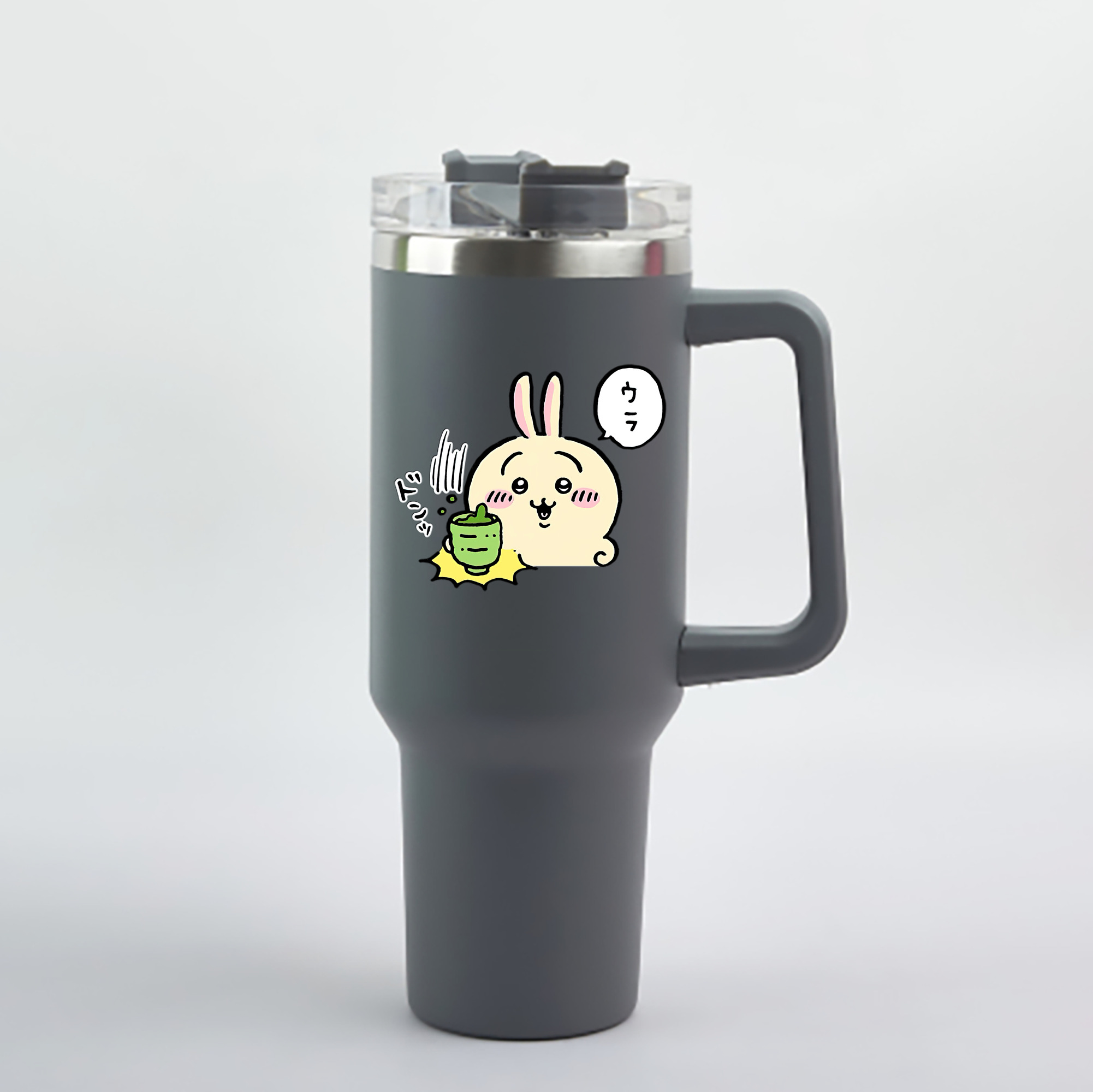（画像用） ちいかわ うさぎ Chii-kawa usagi 1200mL車用タンブラー - クリスタルステッカー（プラスチックストロー付き）