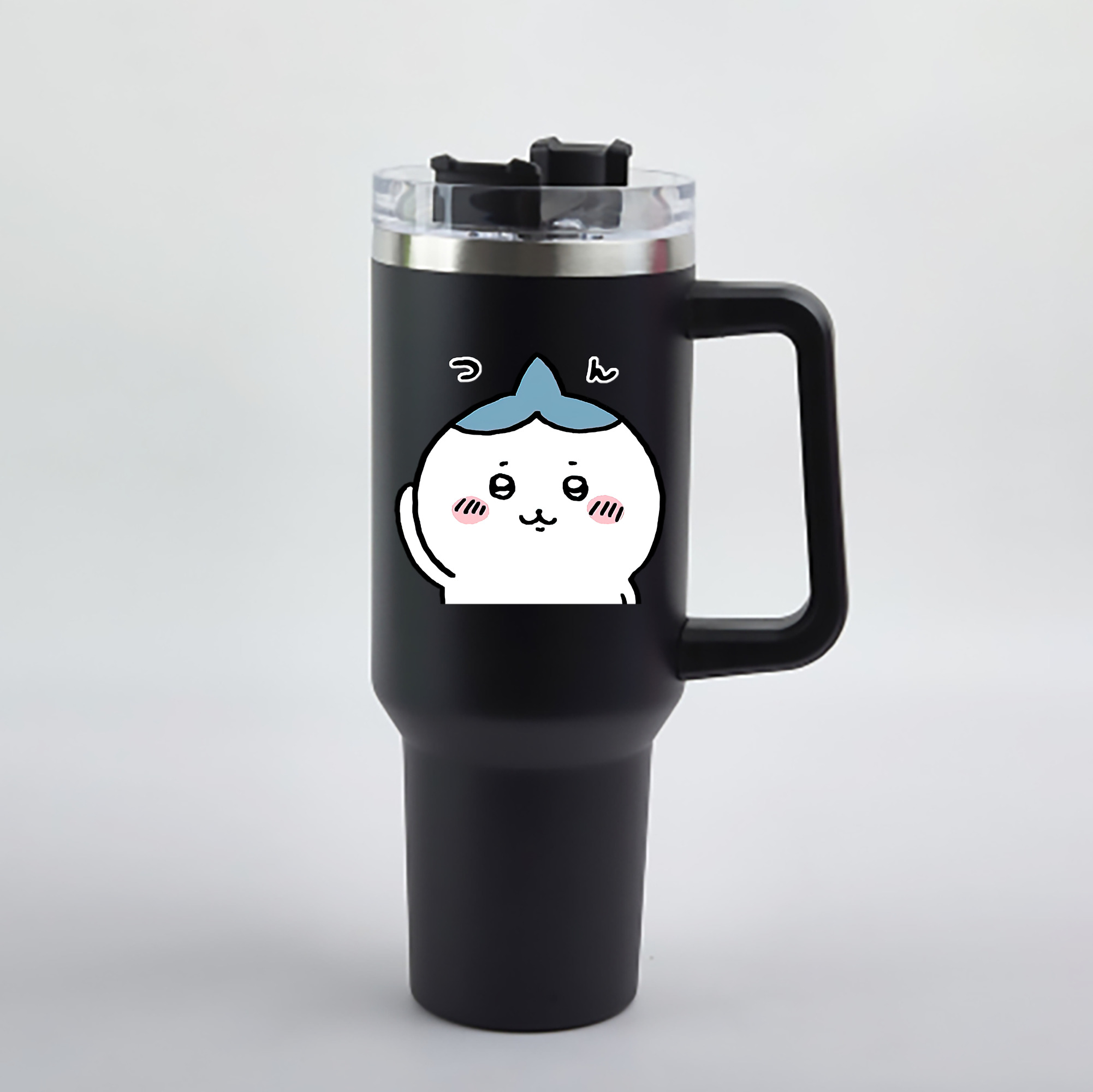 （画像用） ちいかわ ハチワレ Chii-kawa hachiware 1200mL車用タンブラー - クリスタルステッカー（プラスチックストロー付き）