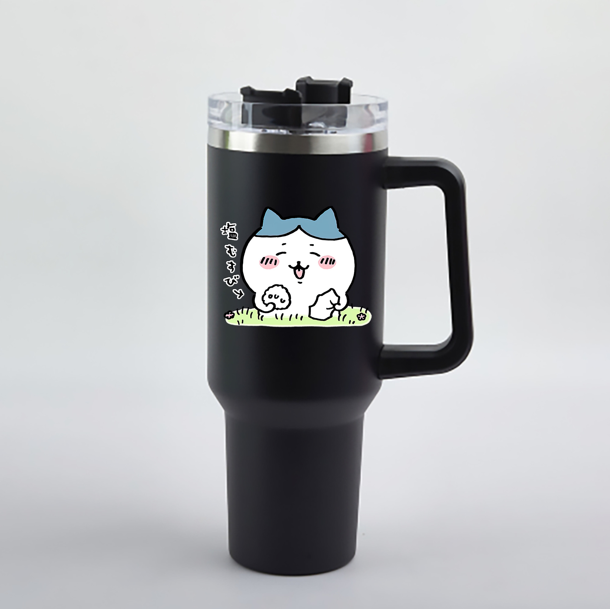 （画像用） ちいかわ ハチワレ Chii-kawa hachiware 1200mL車用タンブラー - クリスタルステッカー（プラスチックストロー付き）