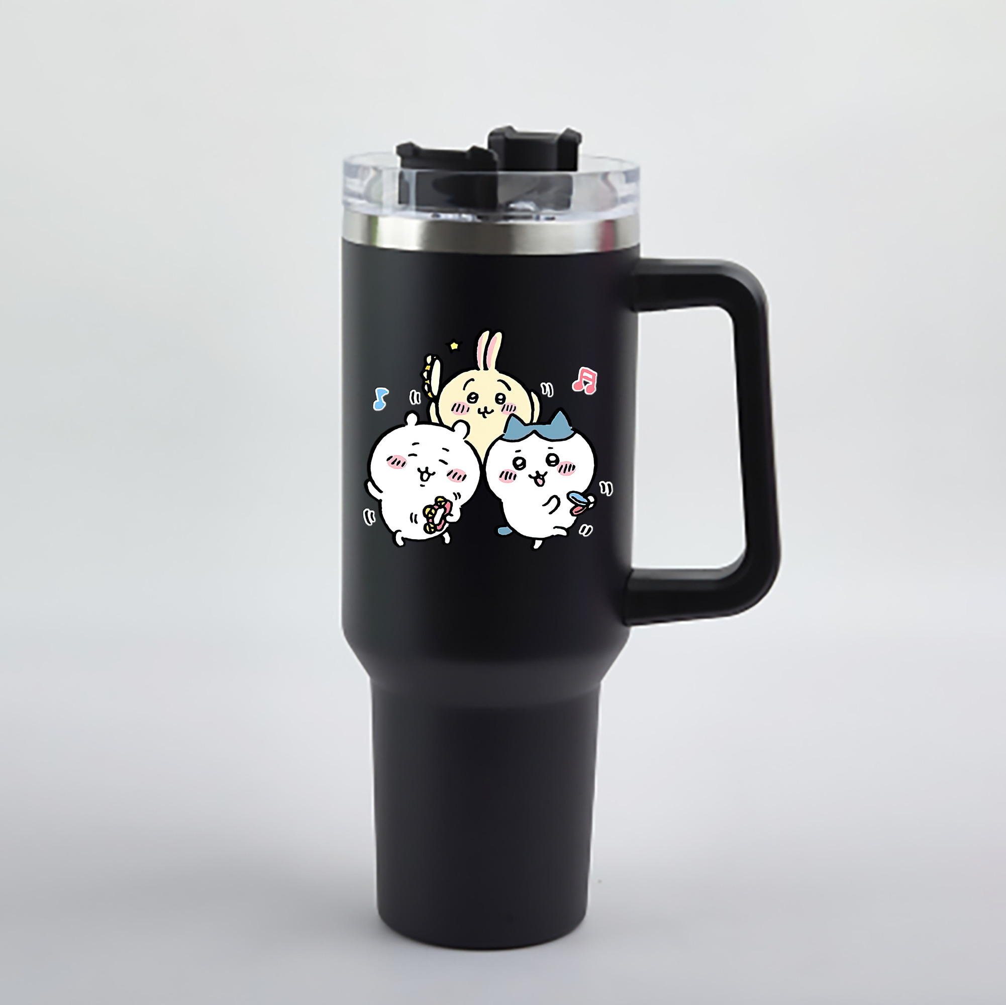 （画像用） ちいかわ ハチワレ Chii-kawa hachiware 1200mL車用タンブラー - クリスタルステッカー（プラスチックストロー付き）