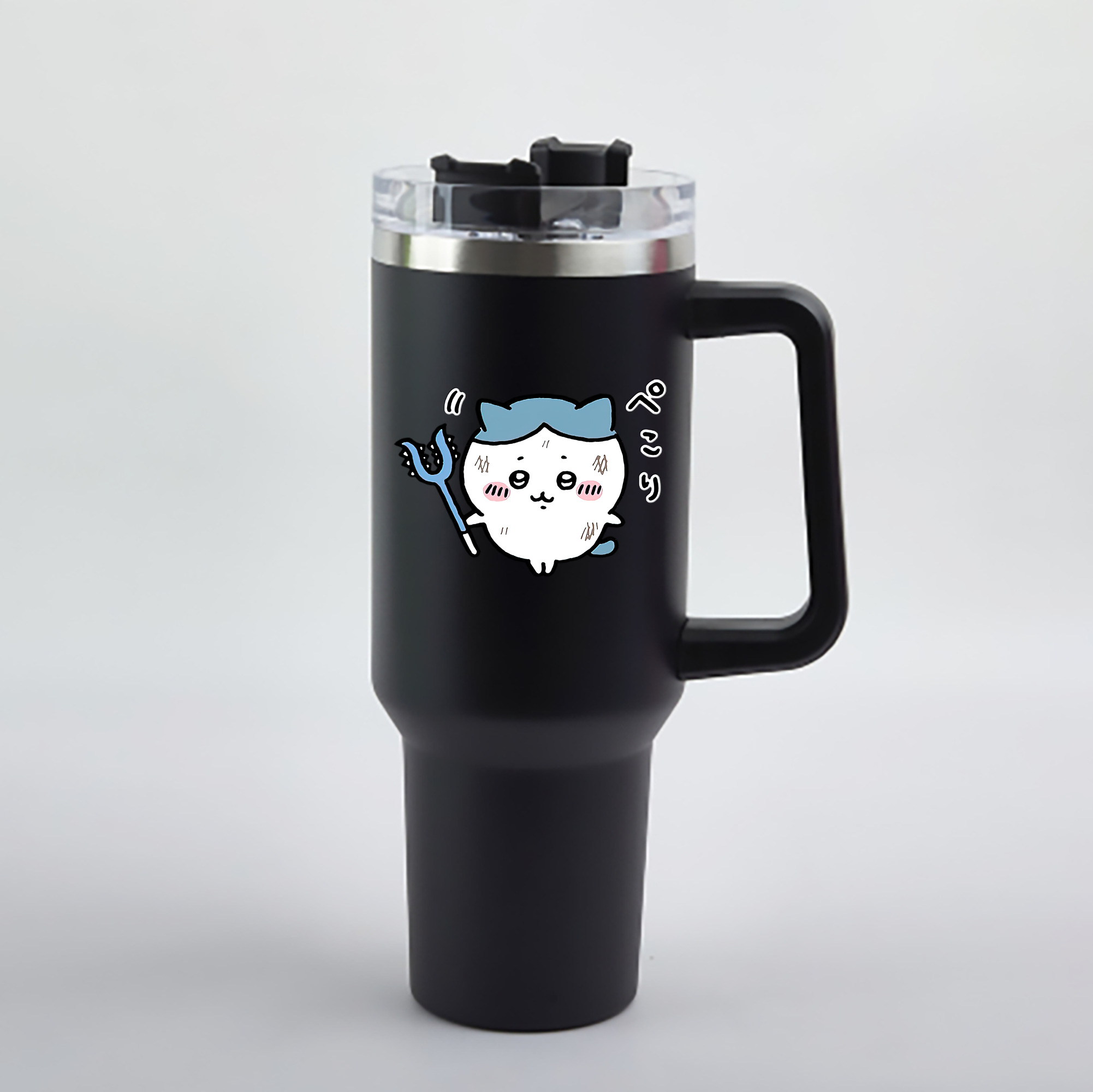 （画像用） ちいかわ ハチワレ Chii-kawa hachiware 1200mL車用タンブラー - クリスタルステッカー（プラスチックストロー付き）