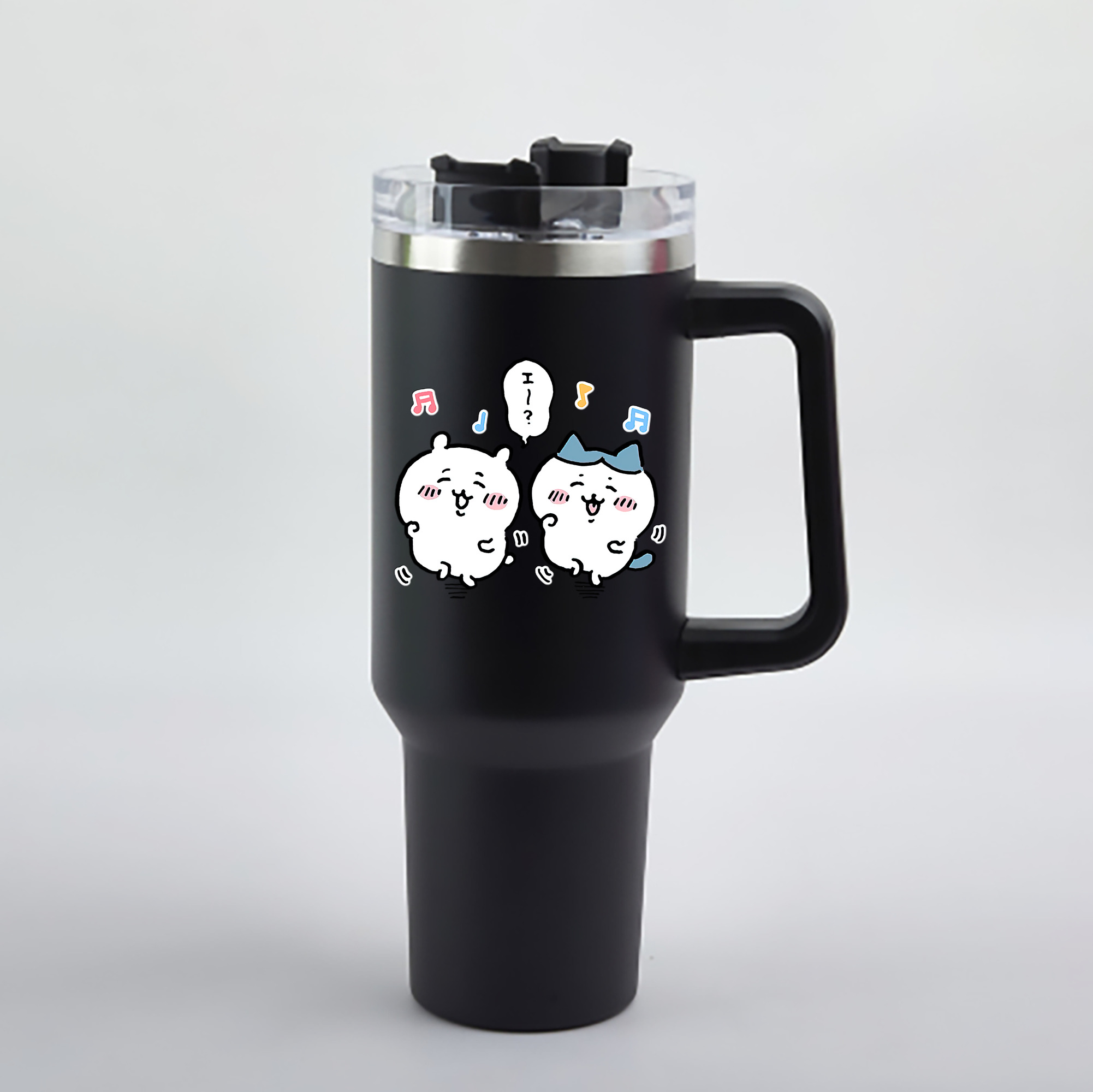 （画像用） ちいかわ ハチワレ Chii-kawa hachiware 1200mL車用タンブラー - クリスタルステッカー（プラスチックストロー付き）
