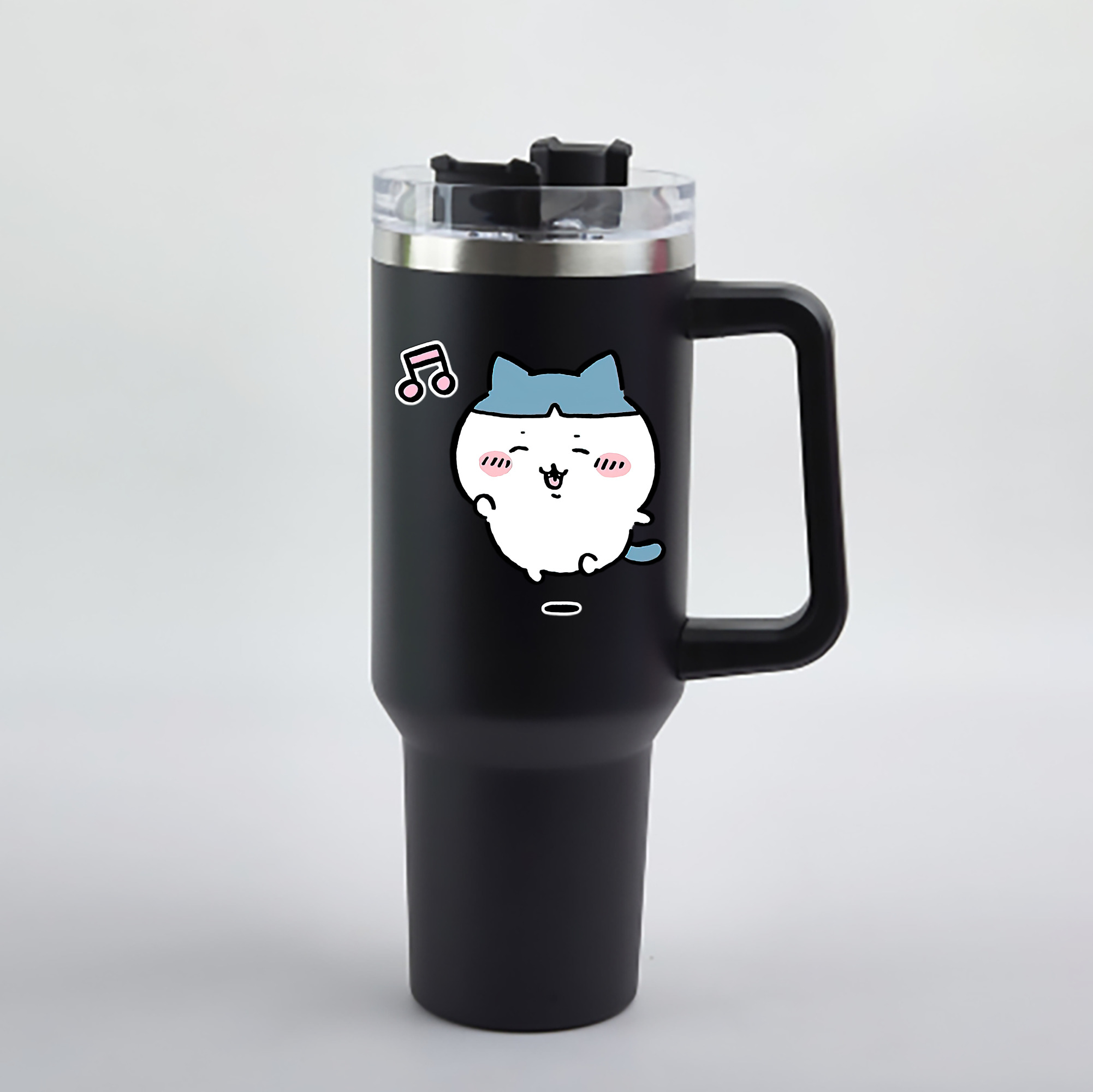 （画像用） ちいかわ ハチワレ Chii-kawa hachiware 1200mL車用タンブラー - クリスタルステッカー（プラスチックストロー付き）