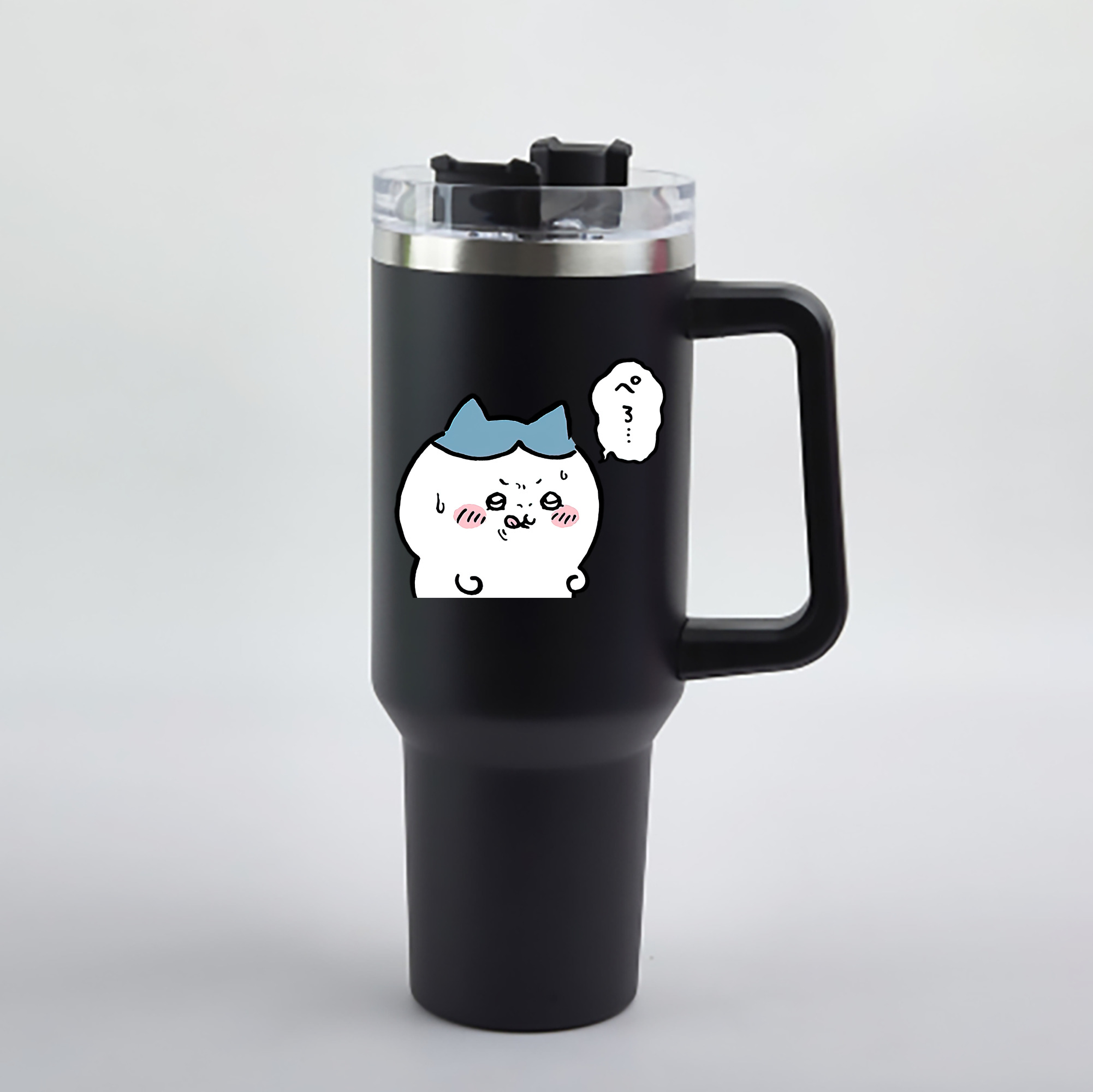 （画像用） ちいかわ ハチワレ Chii-kawa hachiware 1200mL車用タンブラー - クリスタルステッカー（プラスチックストロー付き）