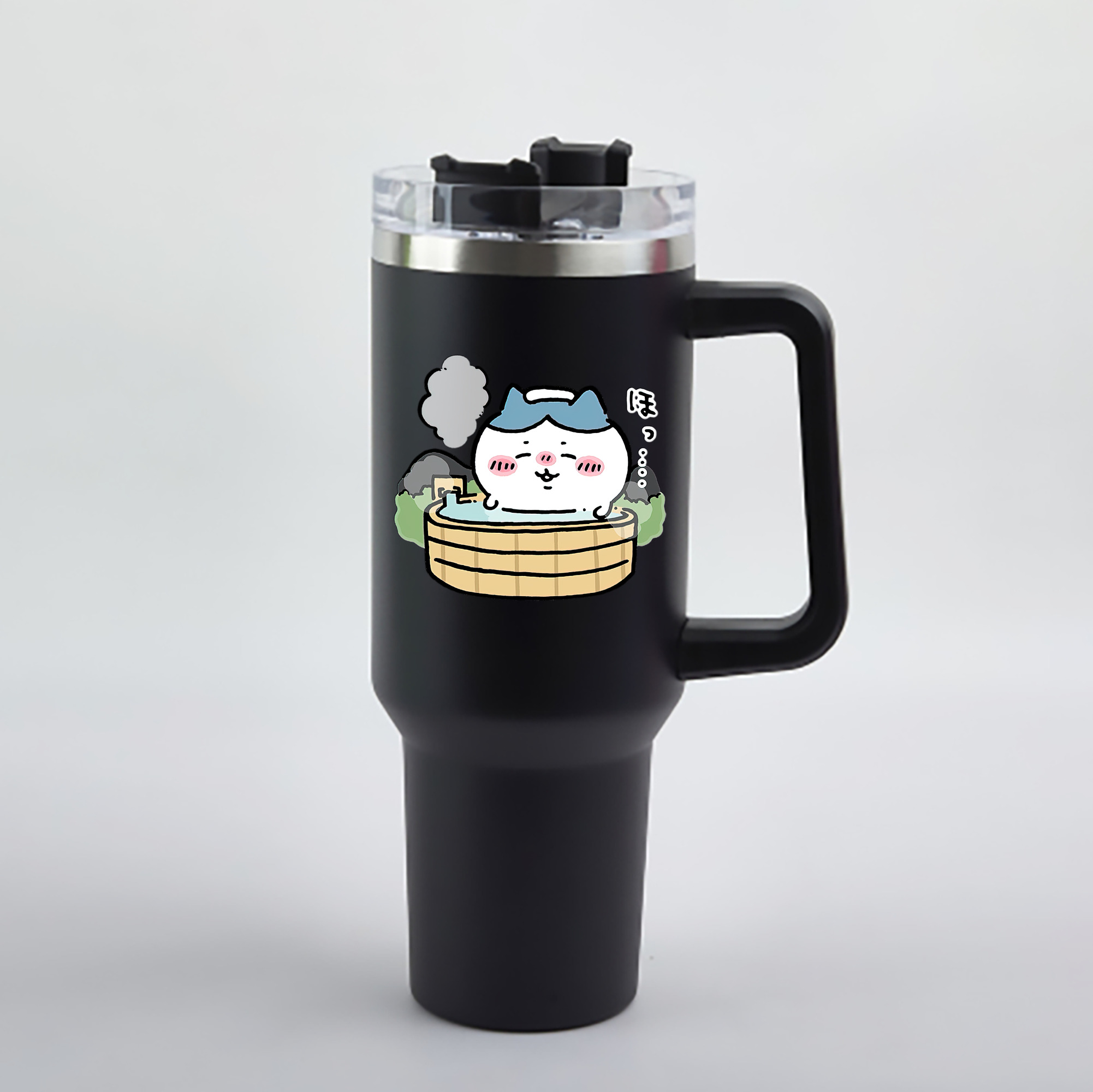 （画像用） ちいかわ ハチワレ Chii-kawa hachiware 1200mL車用タンブラー - クリスタルステッカー（プラスチックストロー付き）