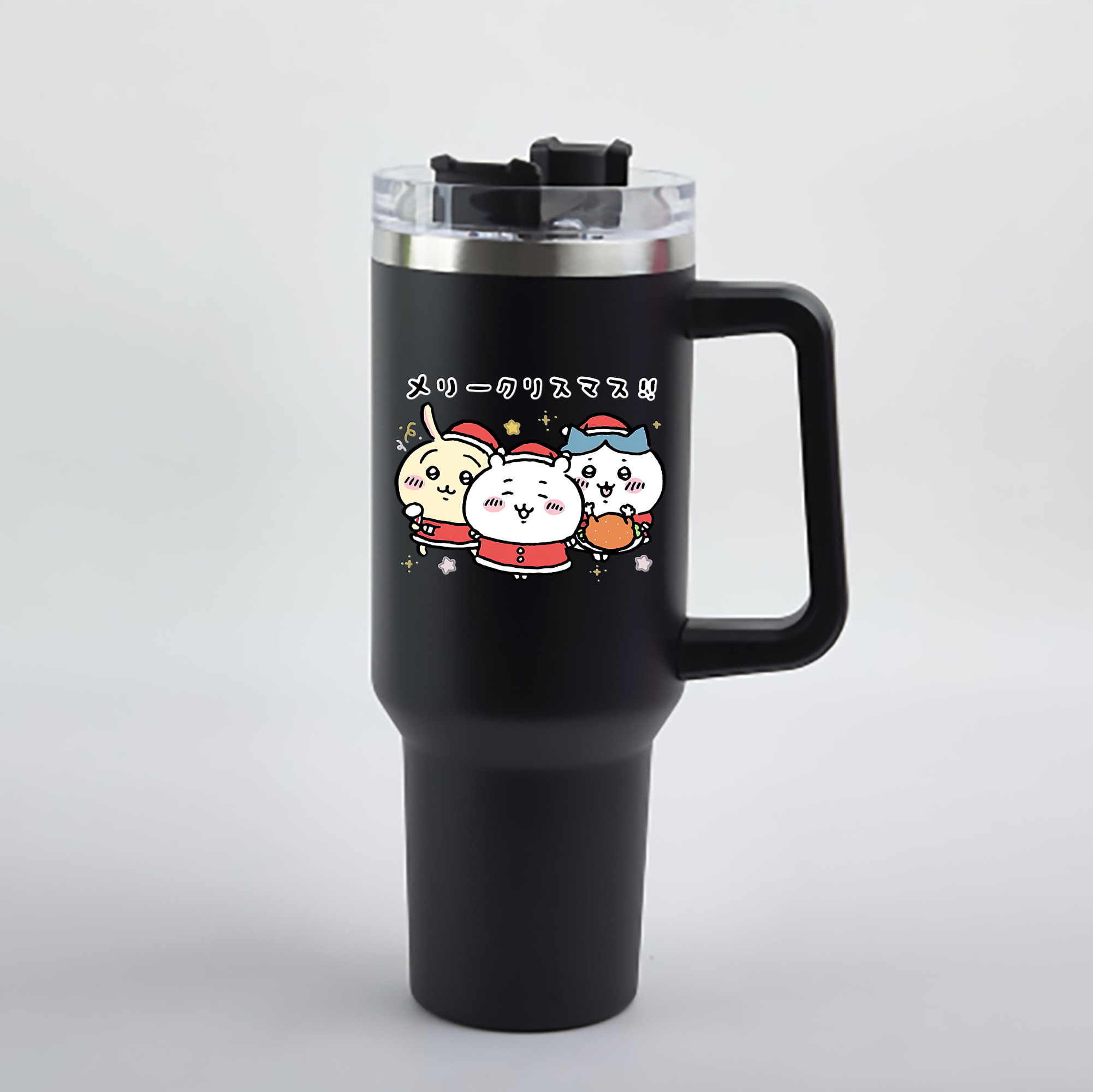 （画像用） ちいかわ ハチワレ Chii-kawa hachiware 1200mL車用タンブラー - クリスタルステッカー（プラスチックストロー付き）