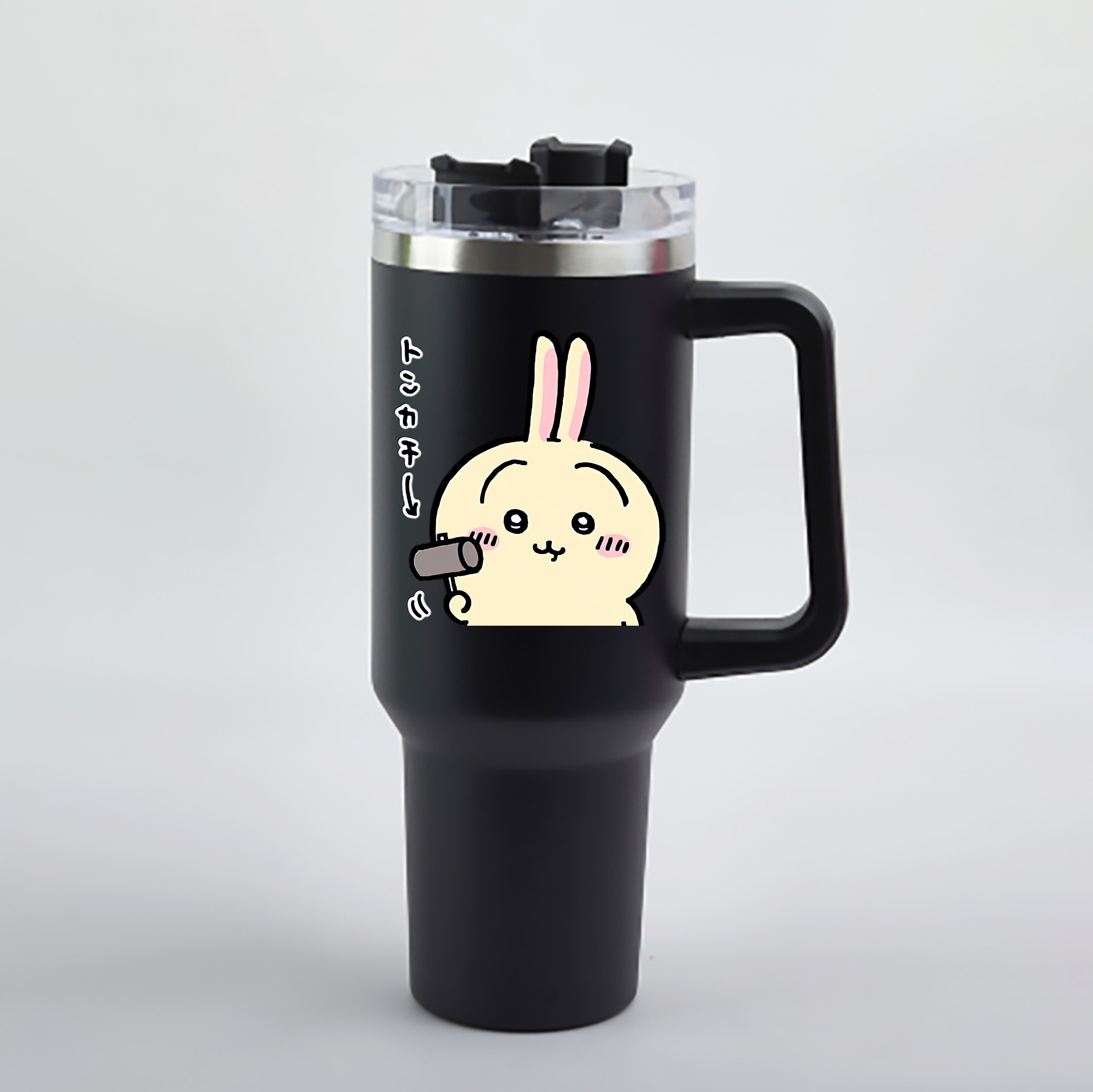 （画像用） ちいかわ うさぎ Chii-kawa usagi 1200mL車用タンブラー - クリスタルステッカー（プラスチックストロー付き）