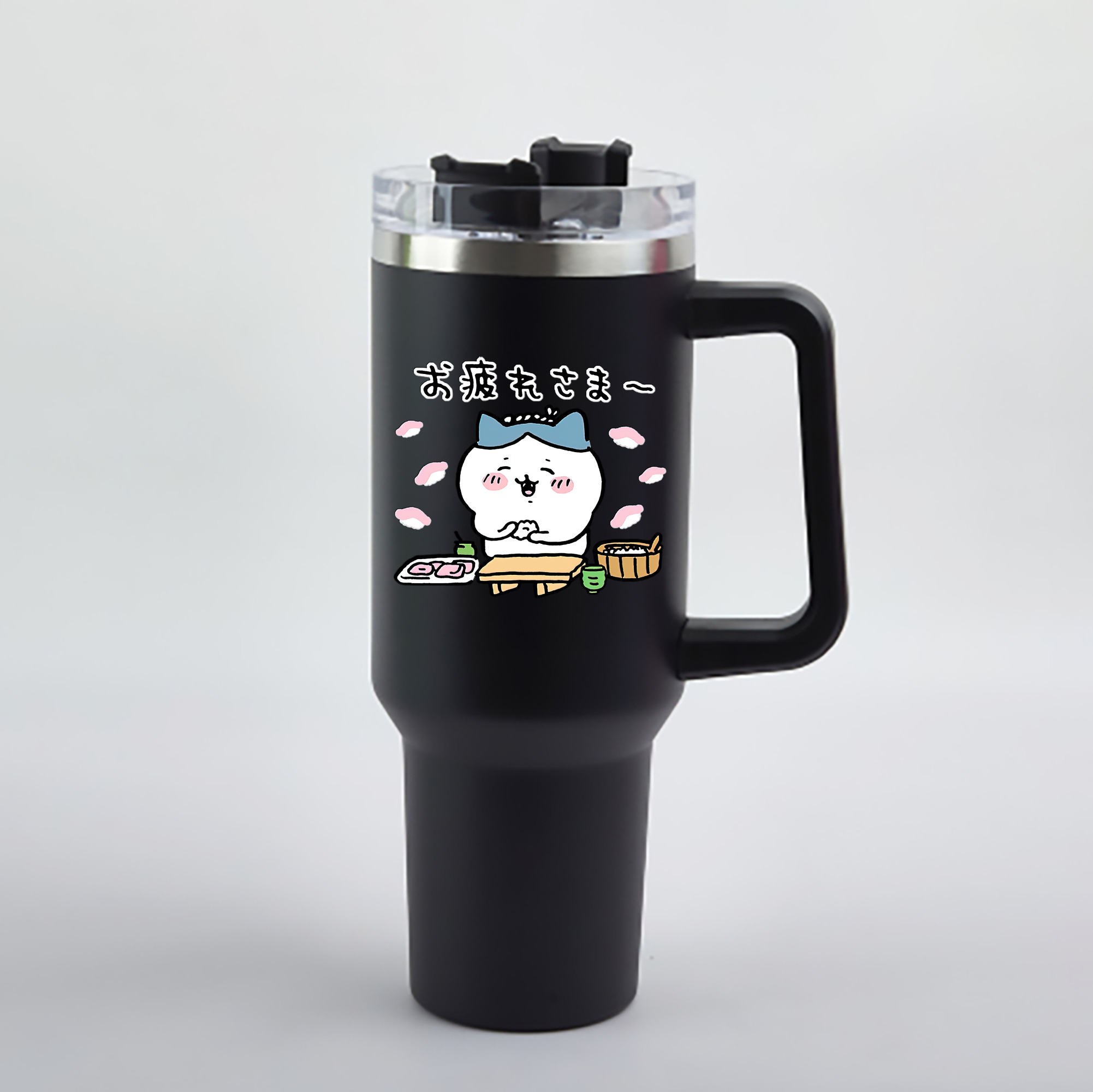 （画像用） ちいかわ ハチワレ Chii-kawa hachiware 1200mL車用タンブラー - クリスタルステッカー（プラスチックストロー付き）