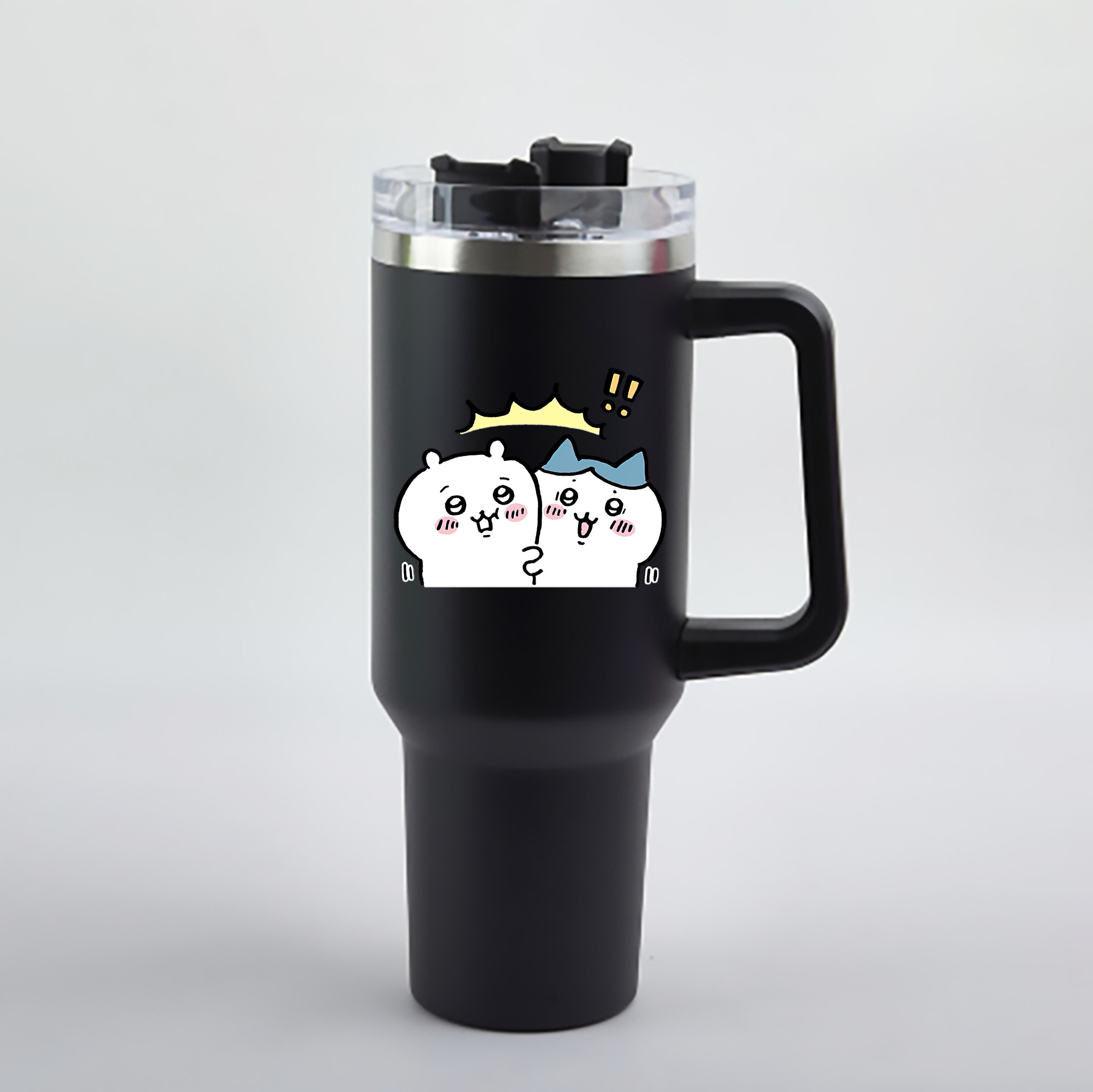 （画像用） ちいかわ ハチワレ Chii-kawa hachiware 1200mL車用タンブラー - クリスタルステッカー（プラスチックストロー付き）