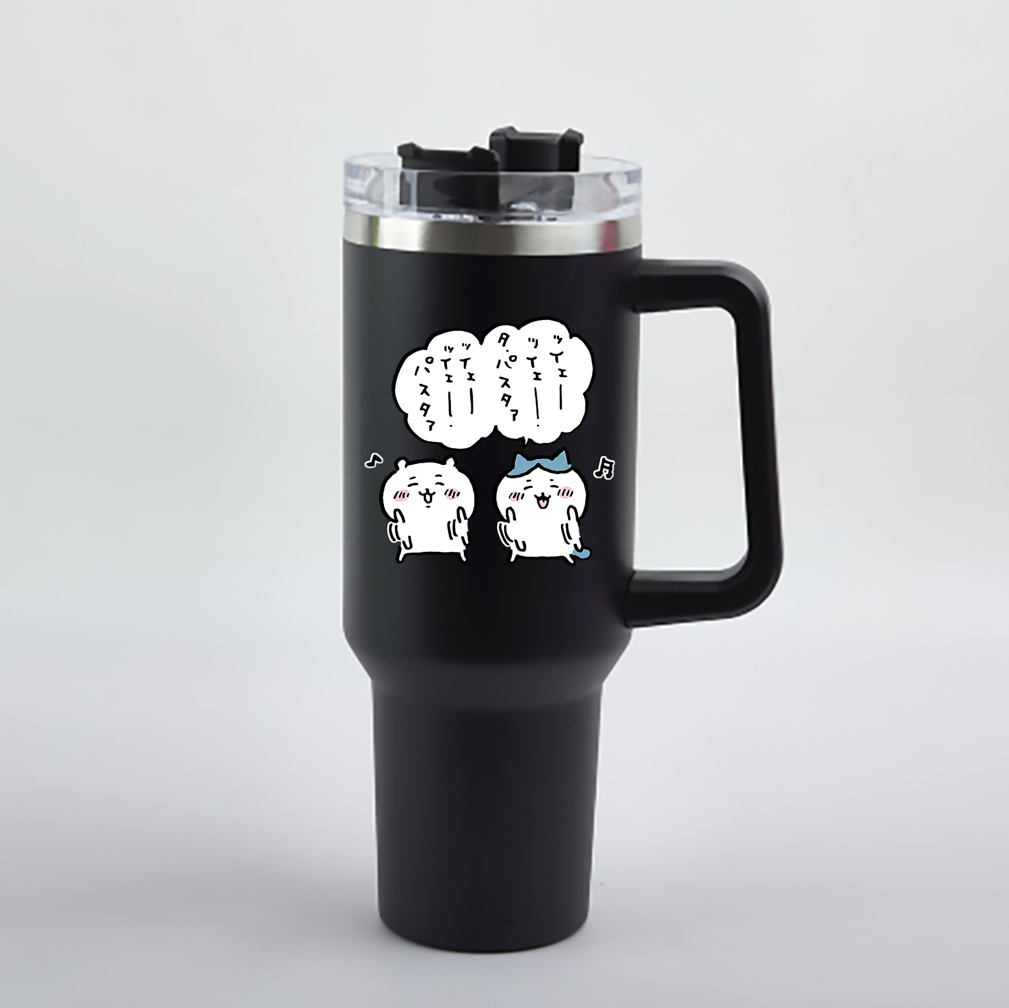 （画像用） ちいかわ ハチワレ Chii-kawa hachiware 1200mL車用タンブラー - クリスタルステッカー（プラスチックストロー付き）
