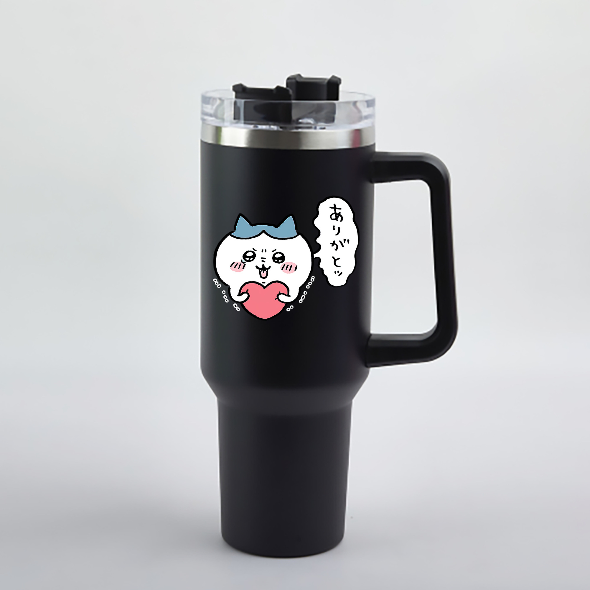 （画像用） ちいかわ ハチワレ Chii-kawa hachiware 1200mL車用タンブラー - クリスタルステッカー（プラスチックストロー付き）