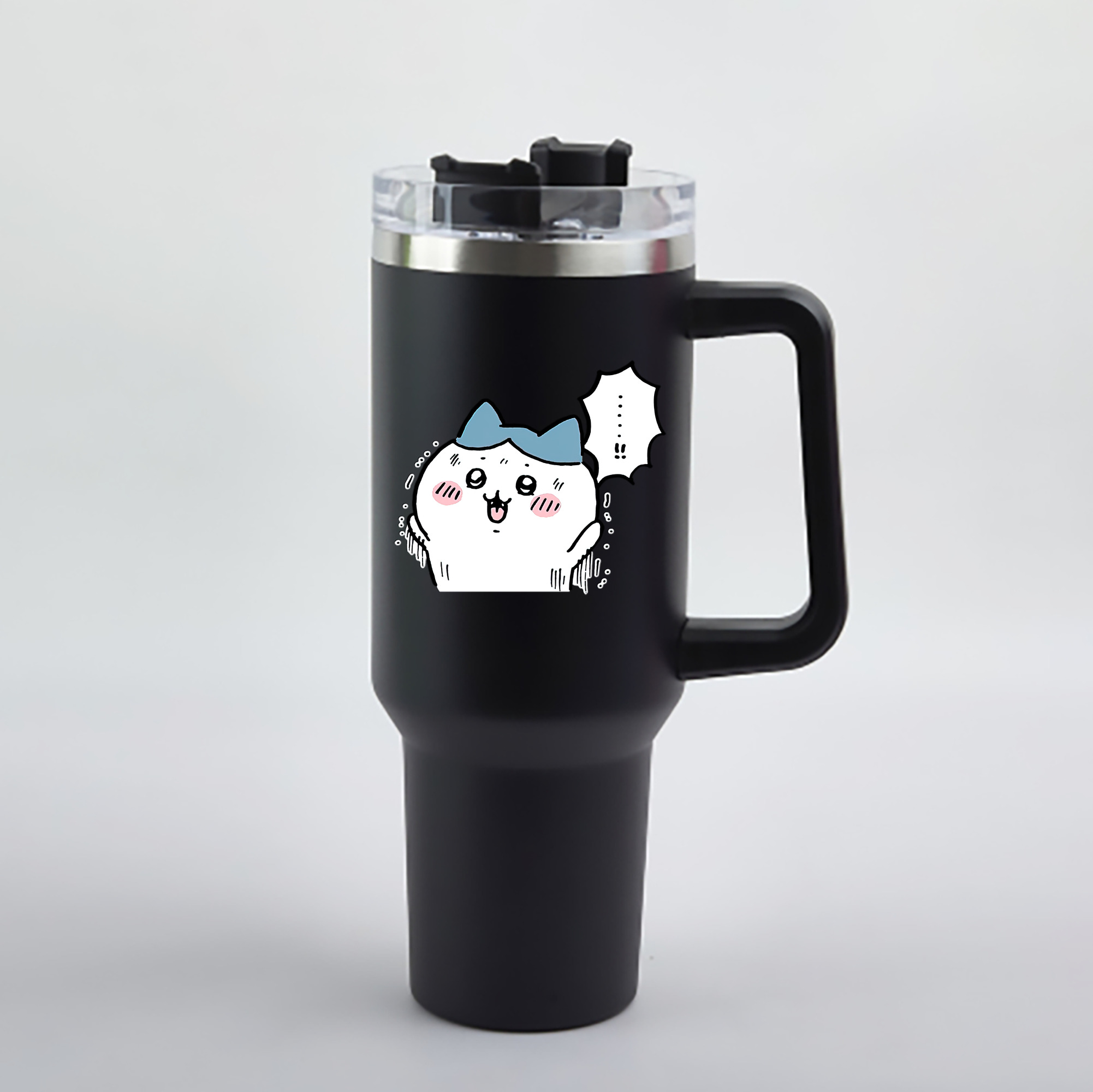 （画像用） ちいかわ ハチワレ Chii-kawa hachiware 1200mL車用タンブラー - クリスタルステッカー（プラスチックストロー付き）
