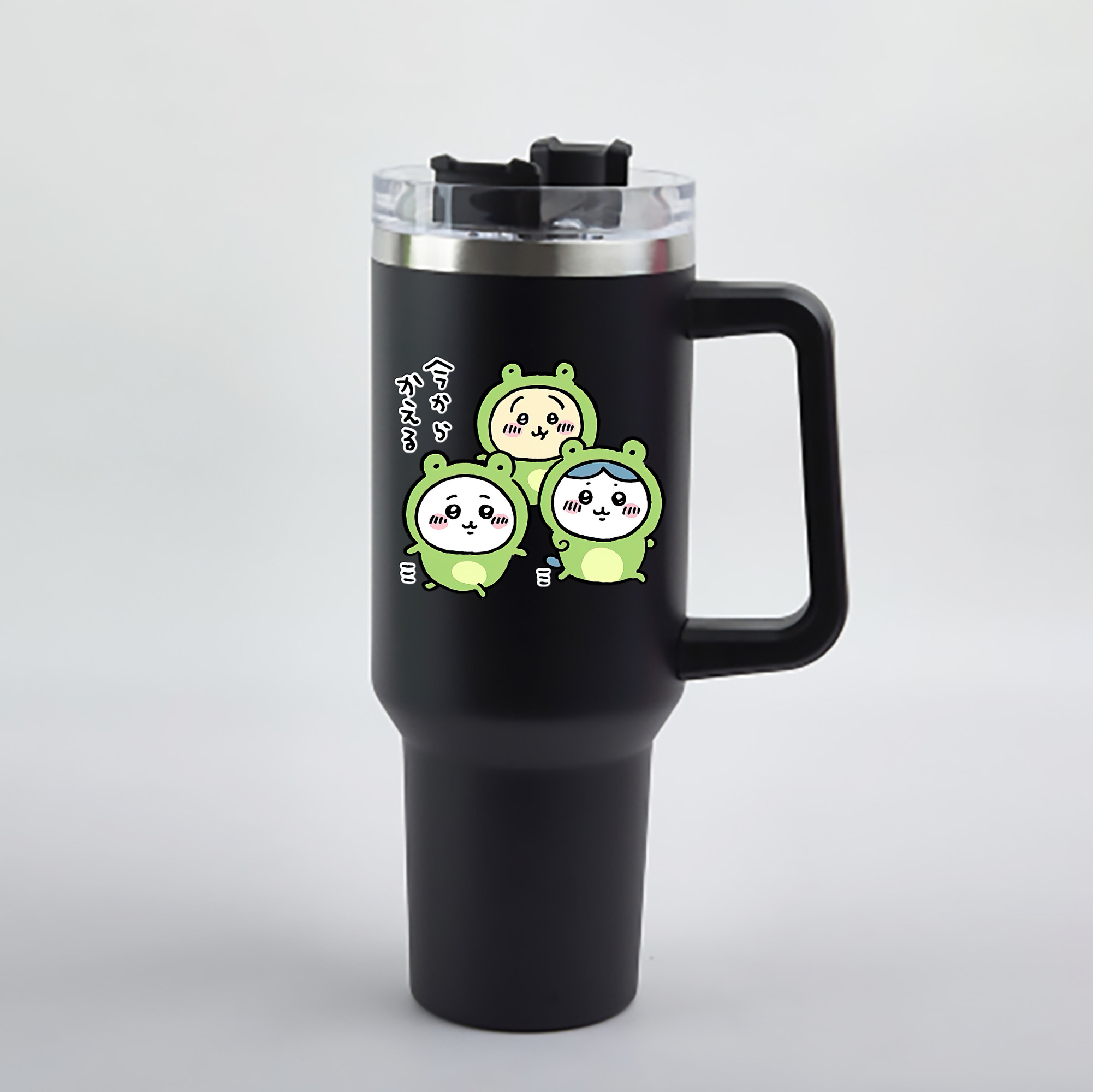（画像用） ちいかわ ハチワレ Chii-kawa hachiware 1200mL車用タンブラー - クリスタルステッカー（プラスチックストロー付き）